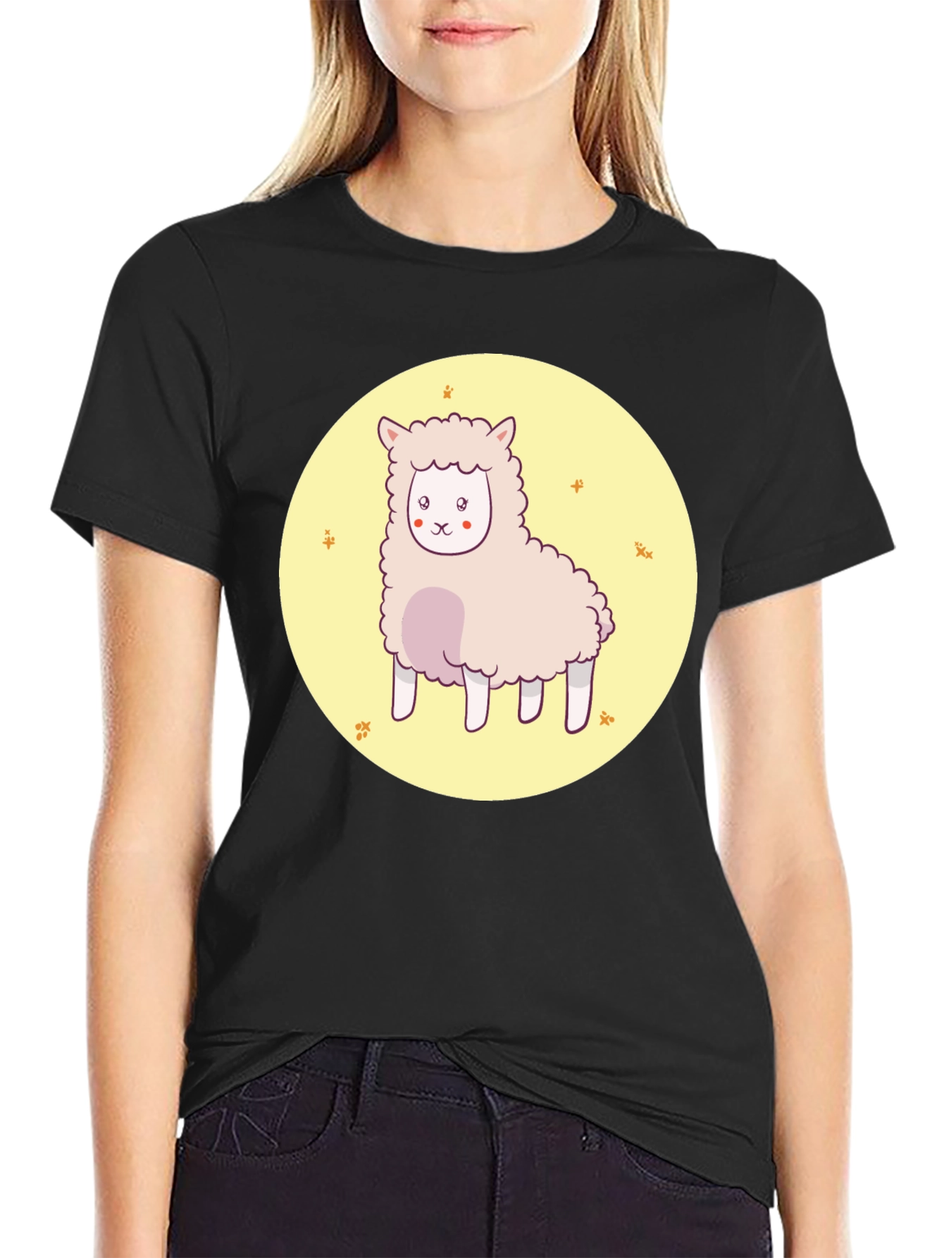 Cute Alpaca Graphic Tee - Unisex Black T-Shirt