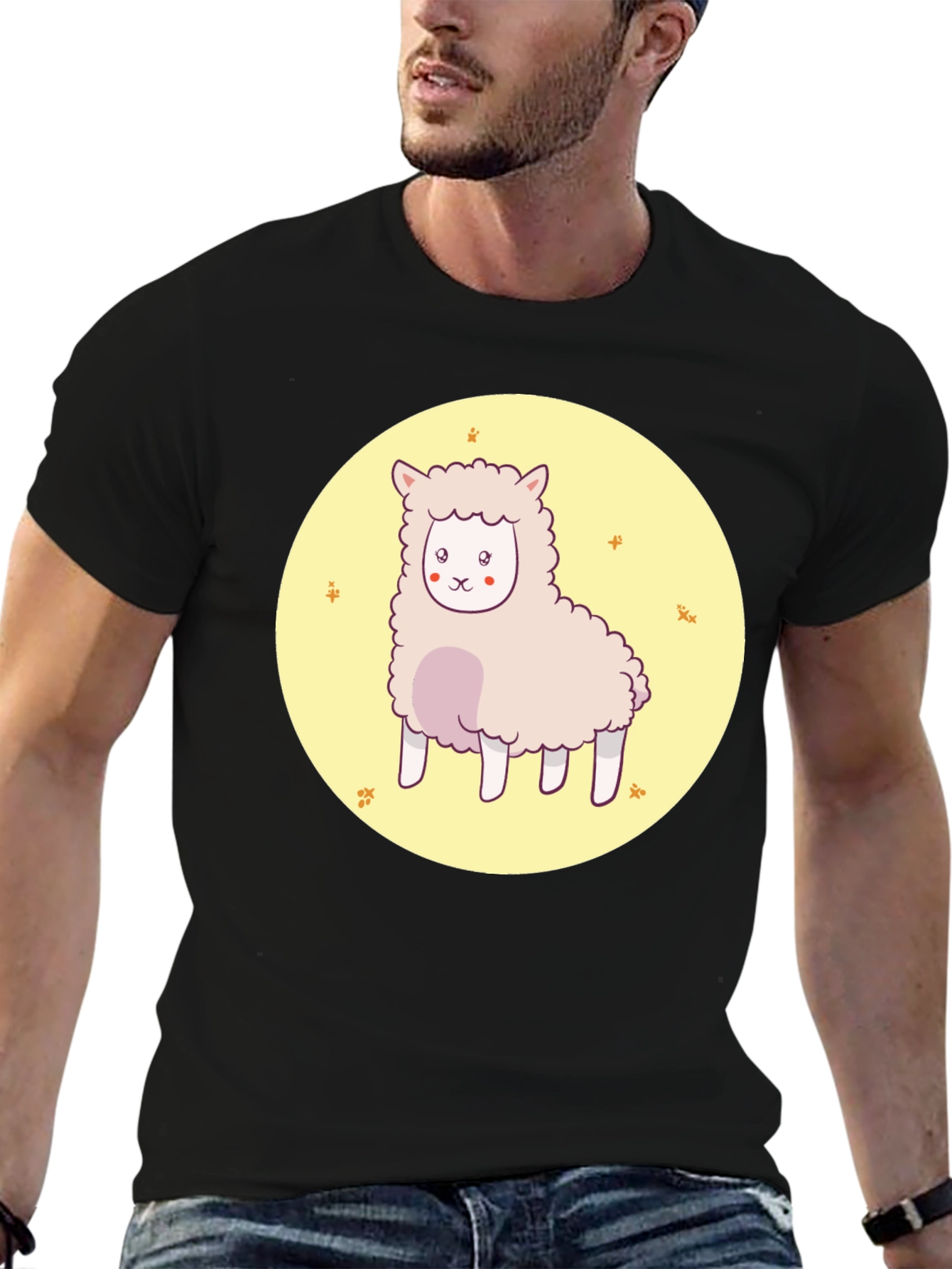 Cute Alpaca Graphic Tee - Unisex Black T-Shirt