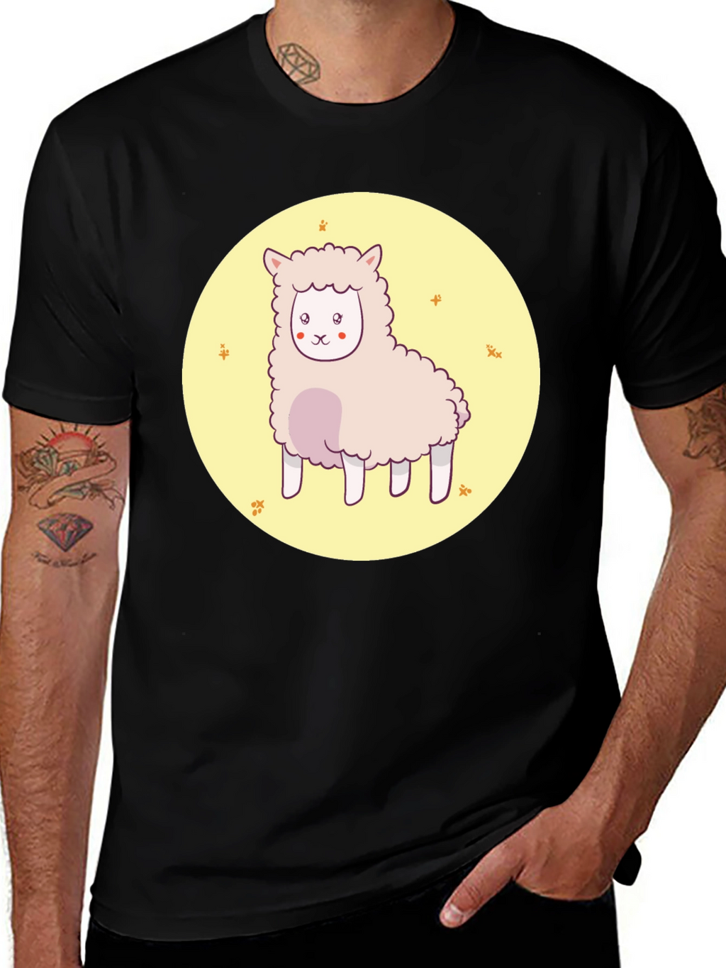Cute Alpaca Graphic Tee - Unisex Black T-Shirt