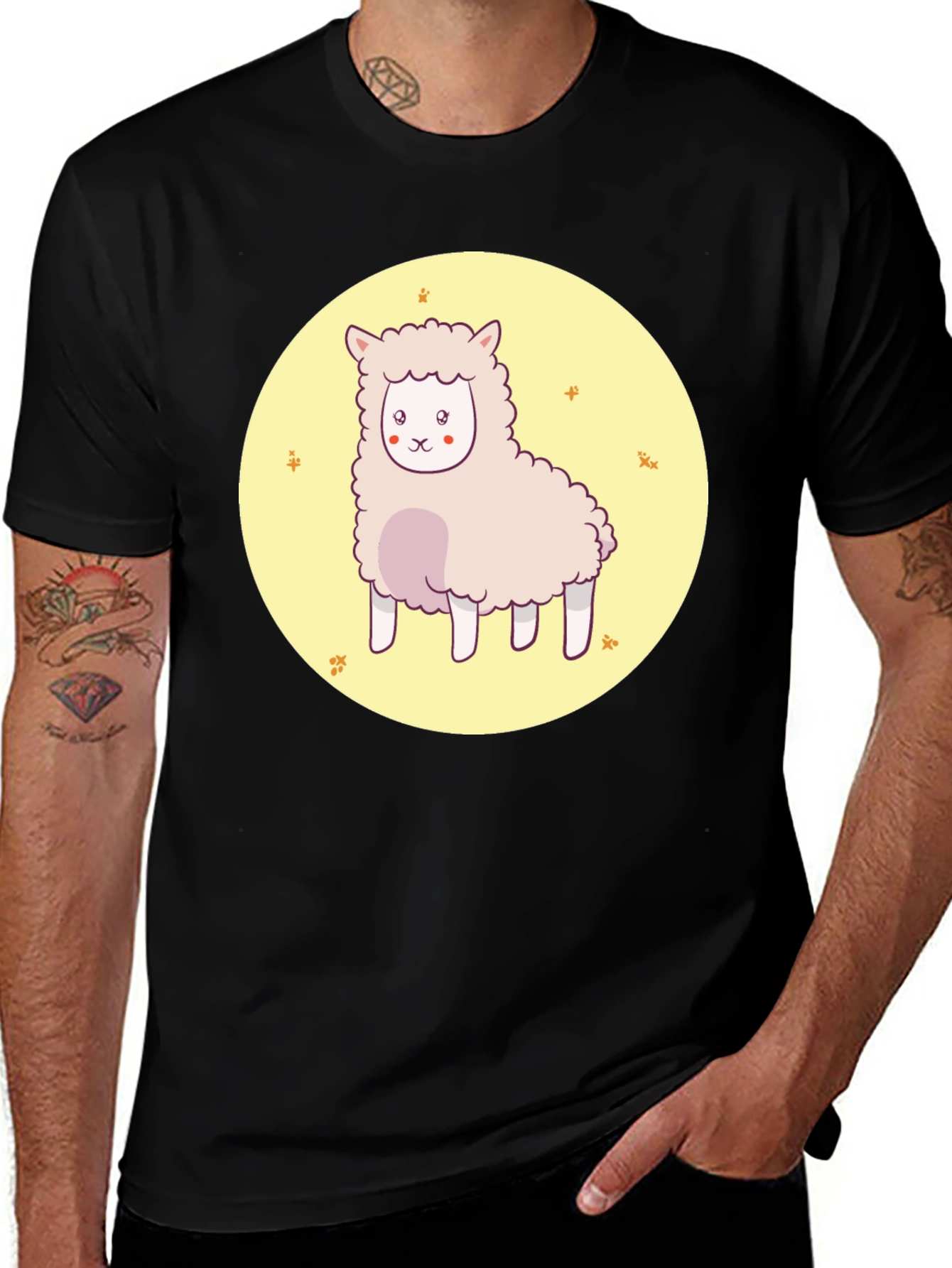 Cute Alpaca Graphic Tee - Unisex Black T-Shirt