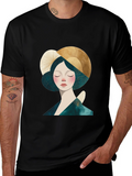 Abstract Woman Graphic Black T-Shirt