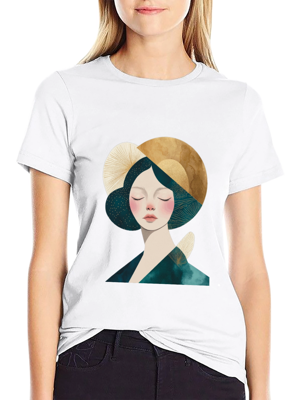 Abstract Woman Graphic Black T-Shirt