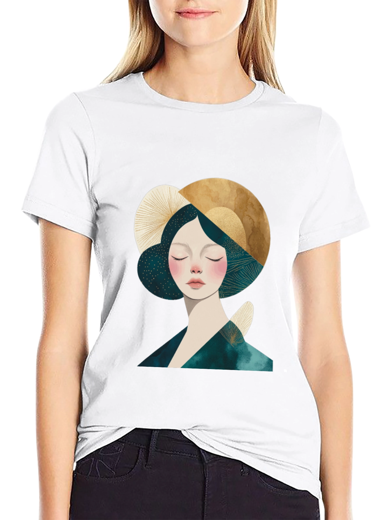 Abstract Woman Graphic Black T-Shirt