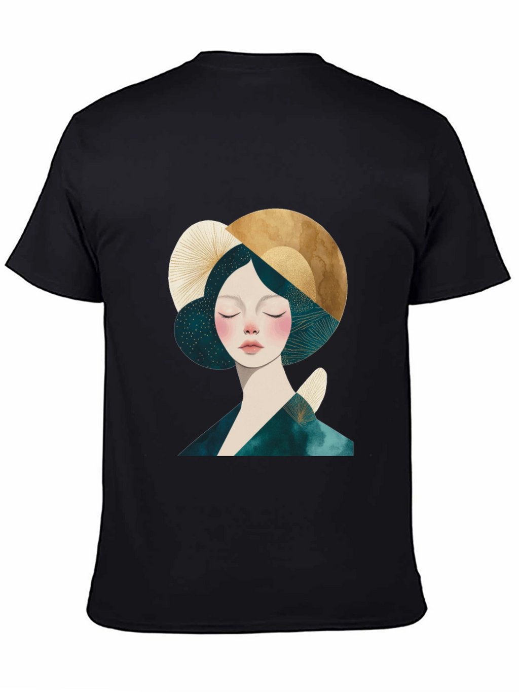 Abstract Woman Graphic Black T-Shirt