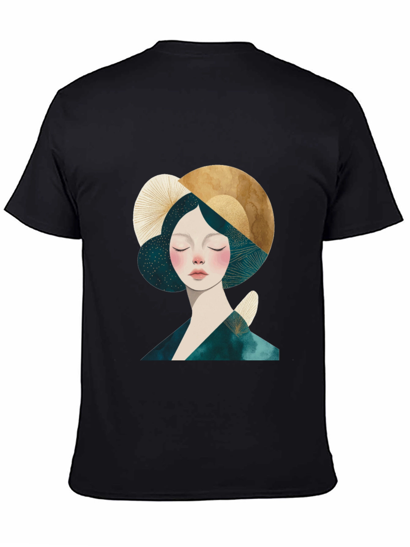 Abstract Woman Graphic Black T-Shirt
