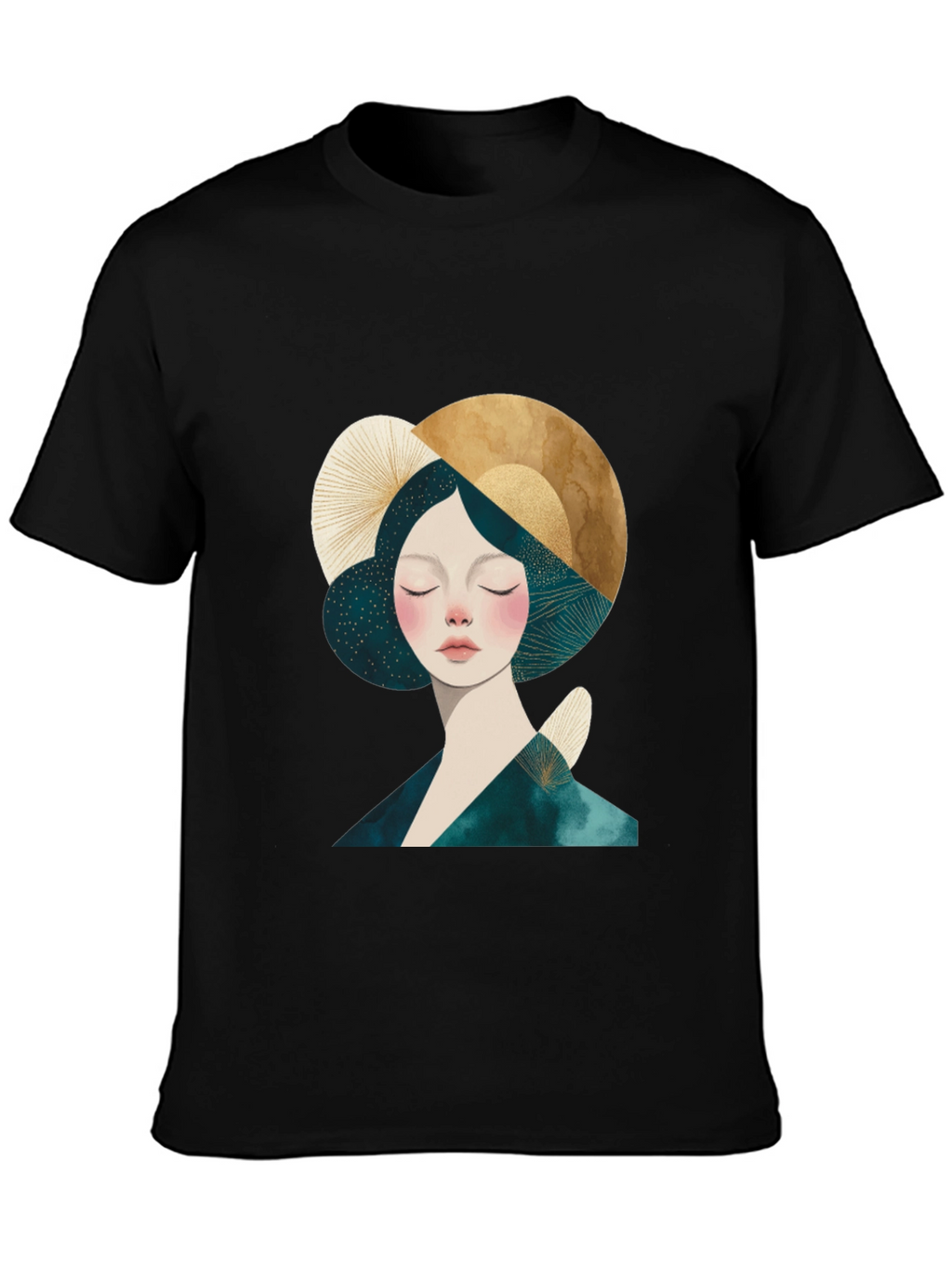 Abstract Woman Graphic Black T-Shirt