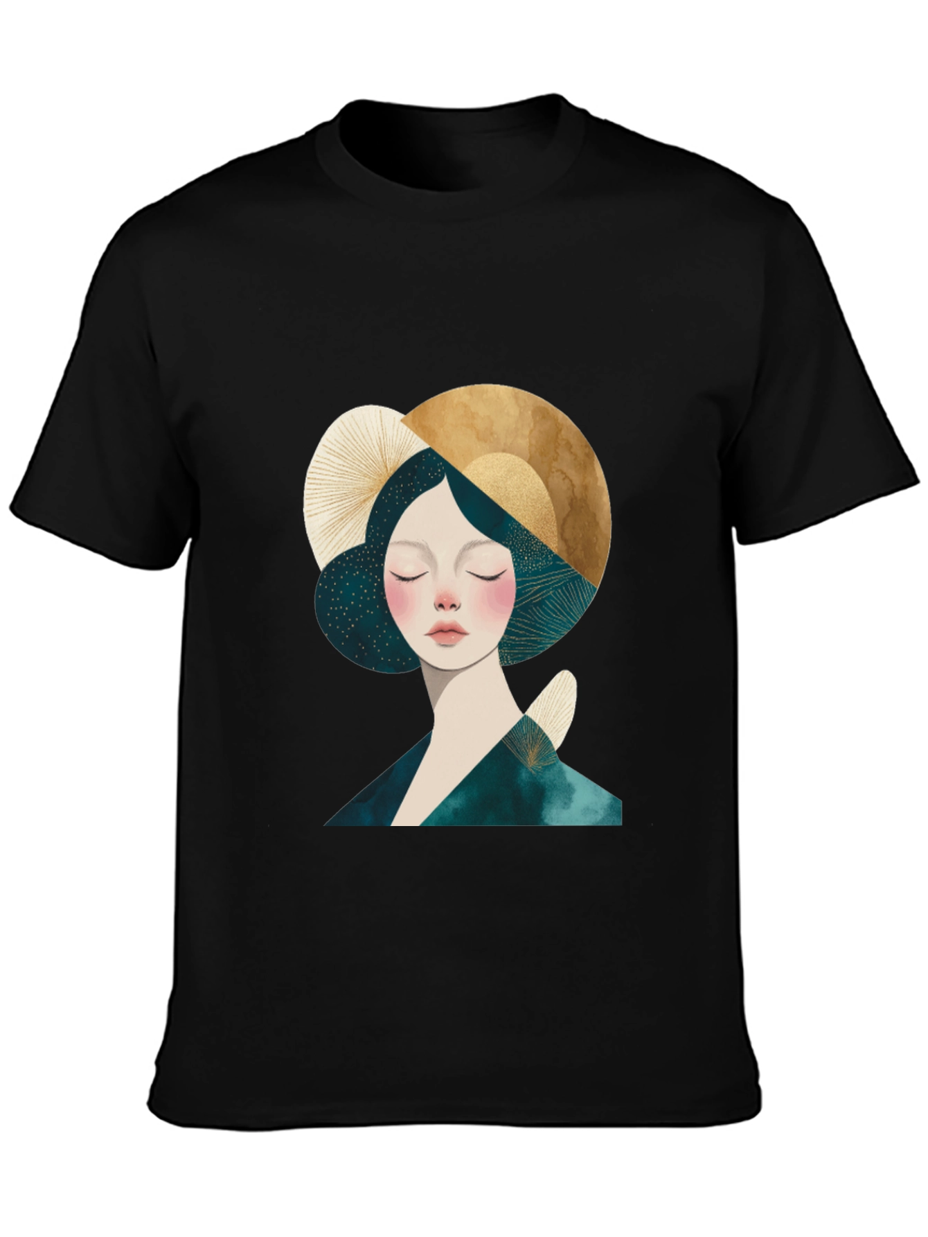Abstract Woman Graphic Black T-Shirt