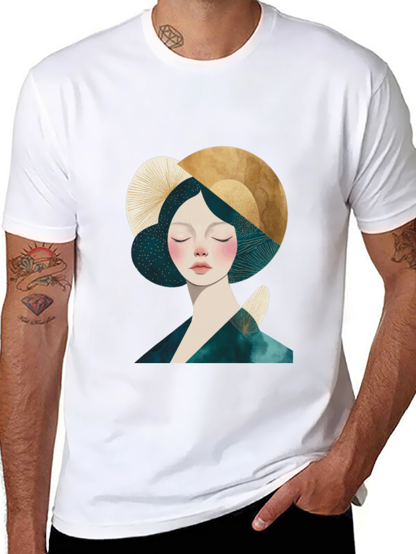 Abstract Woman Graphic Black T-Shirt