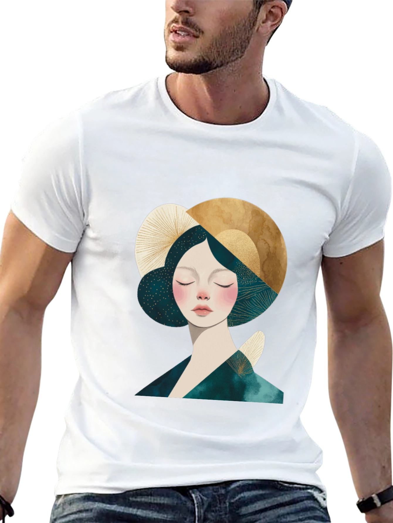 Abstract Woman Graphic Black T-Shirt
