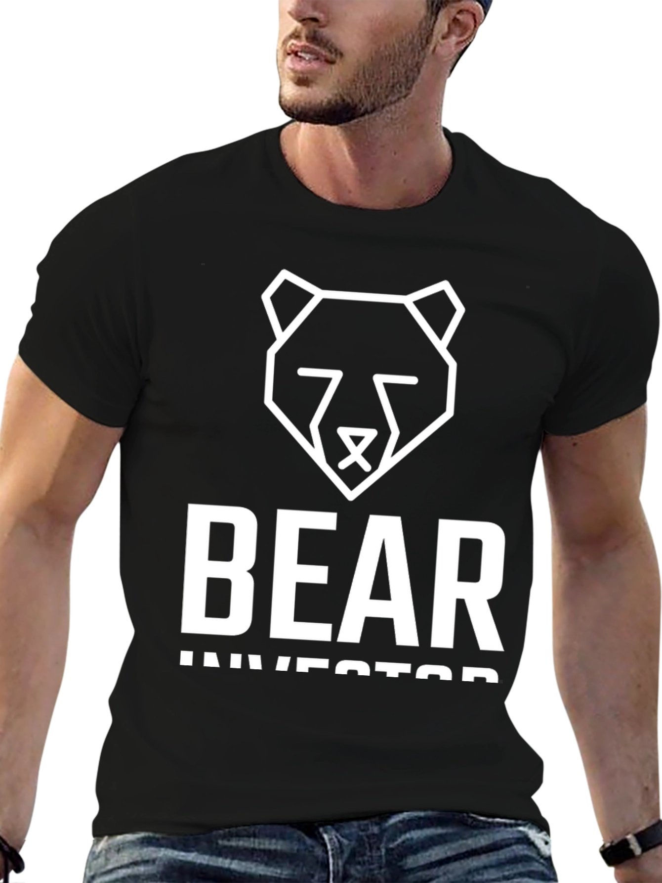 Bear Investor Graphic T-Shirt - Black Cotton Tee