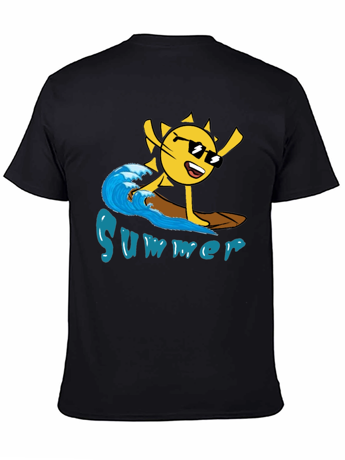 Summer Surfing Sun Black T-Shirt
