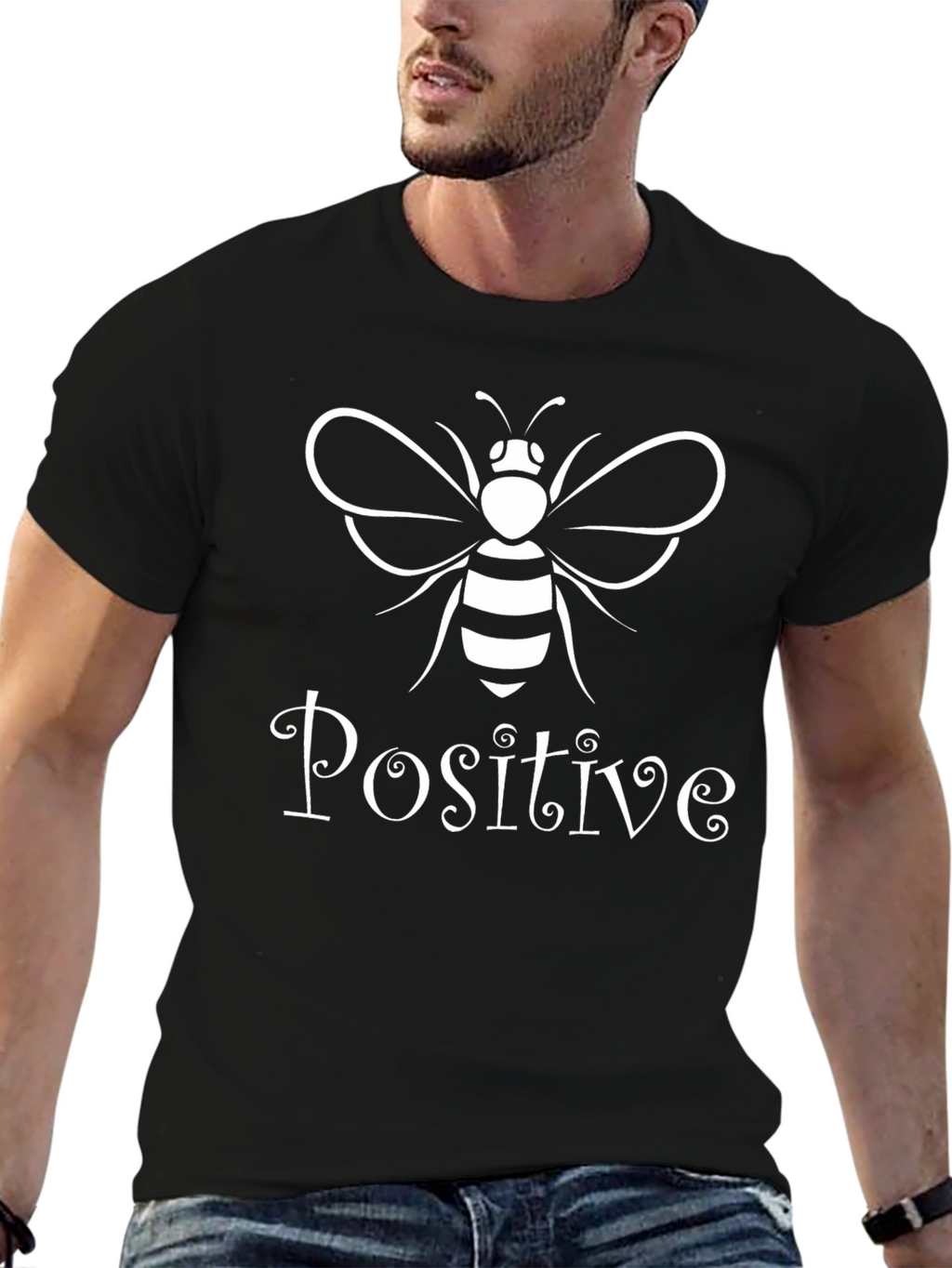 Bee Positive Graphic T-Shirt - Black