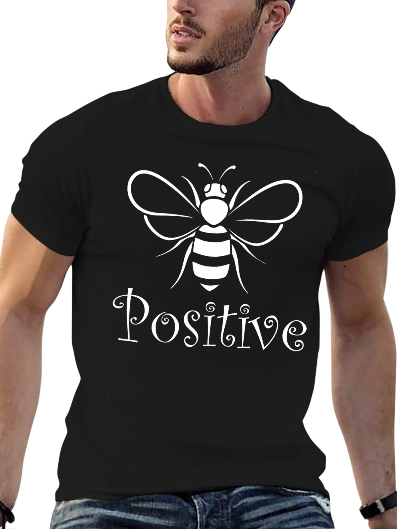 Bee Positive Graphic T-Shirt - Black