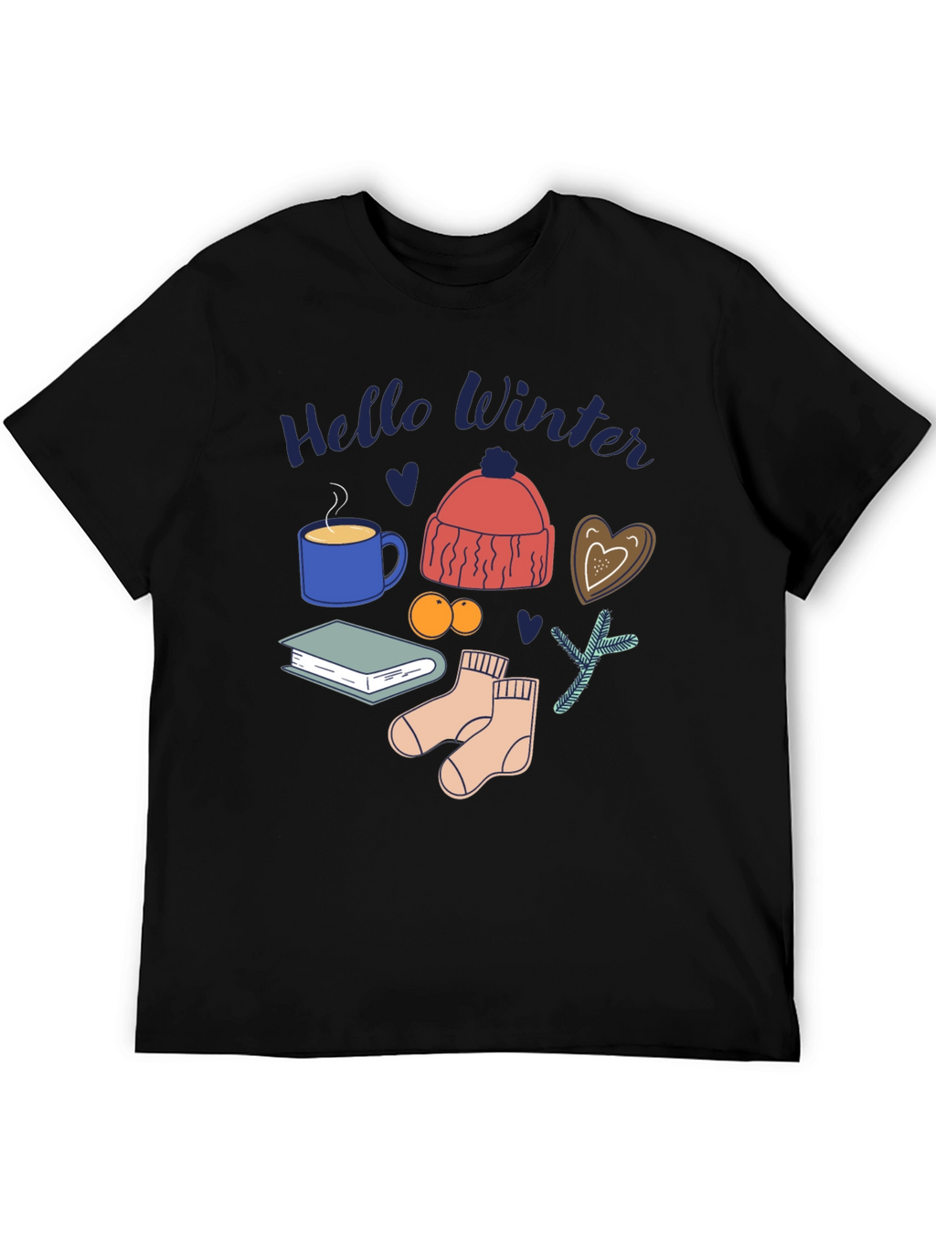Hello Winter Graphic Tee Cozy Season Shirt
