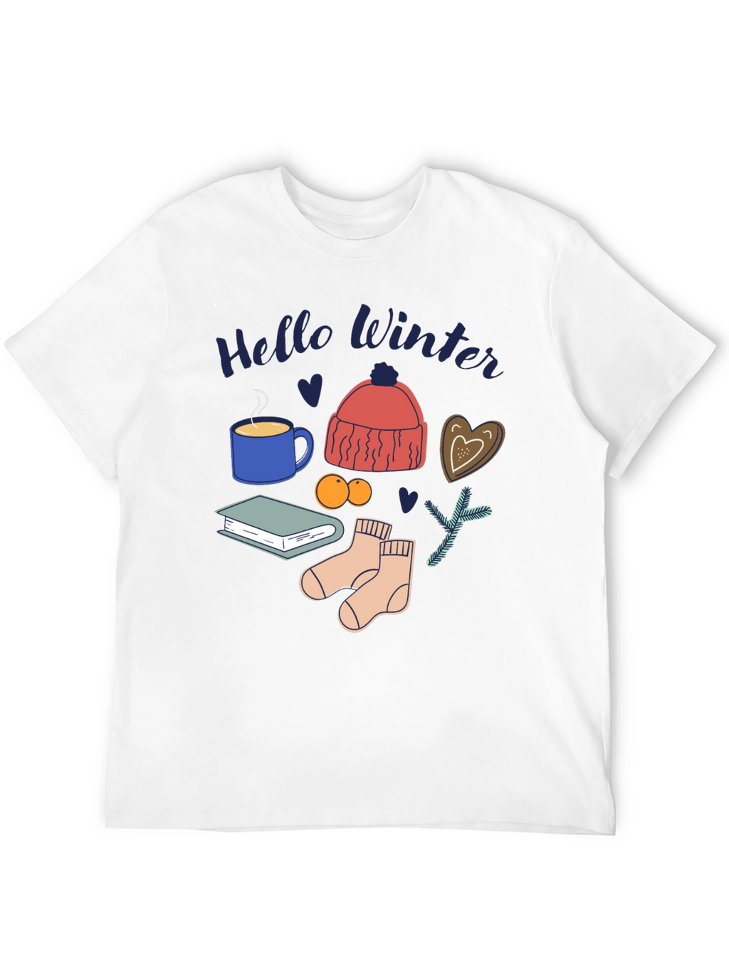 Hello Winter Graphic Tee Cozy Season Shirt