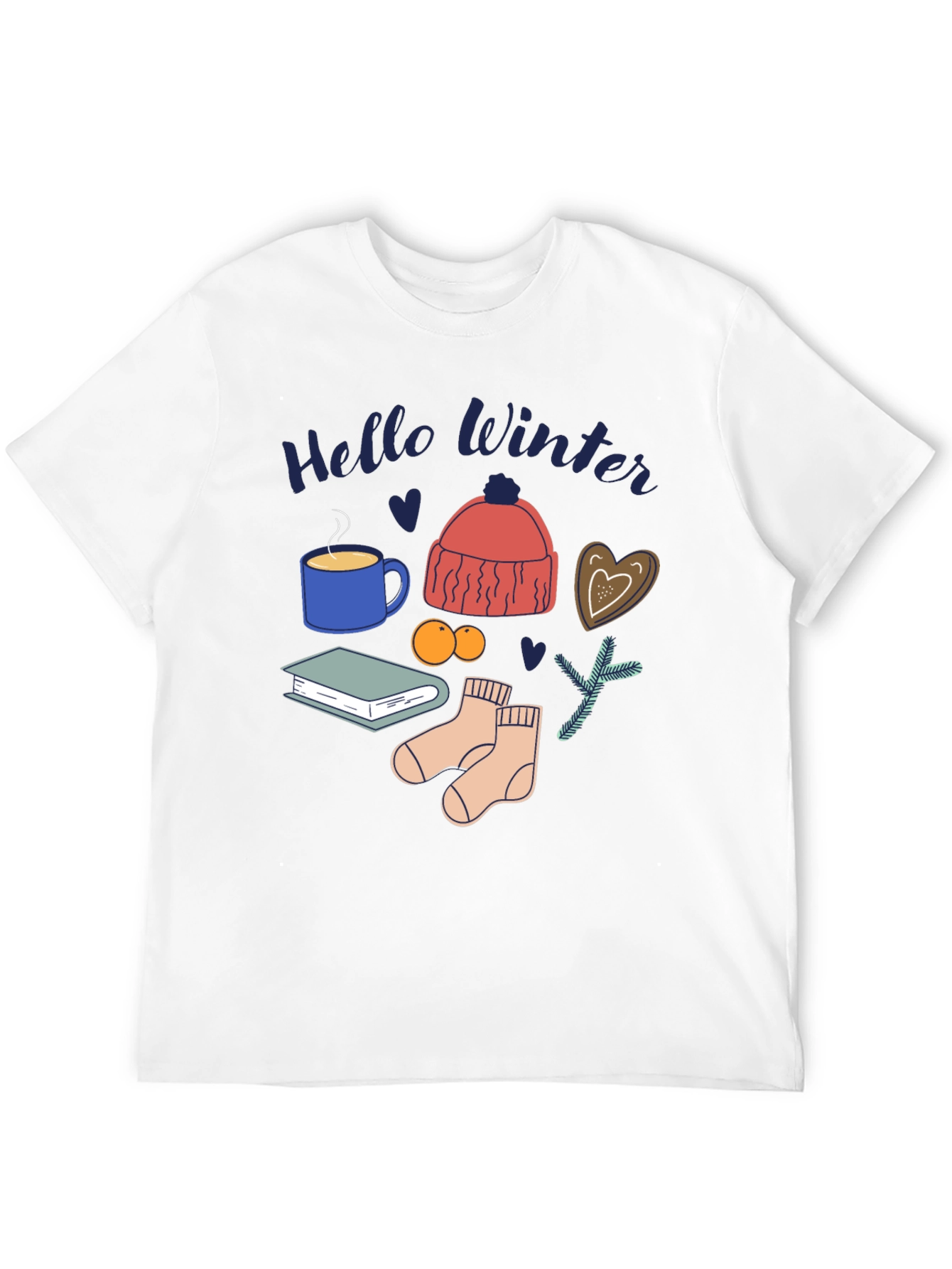 Hello Winter Graphic Tee Cozy Season Shirt