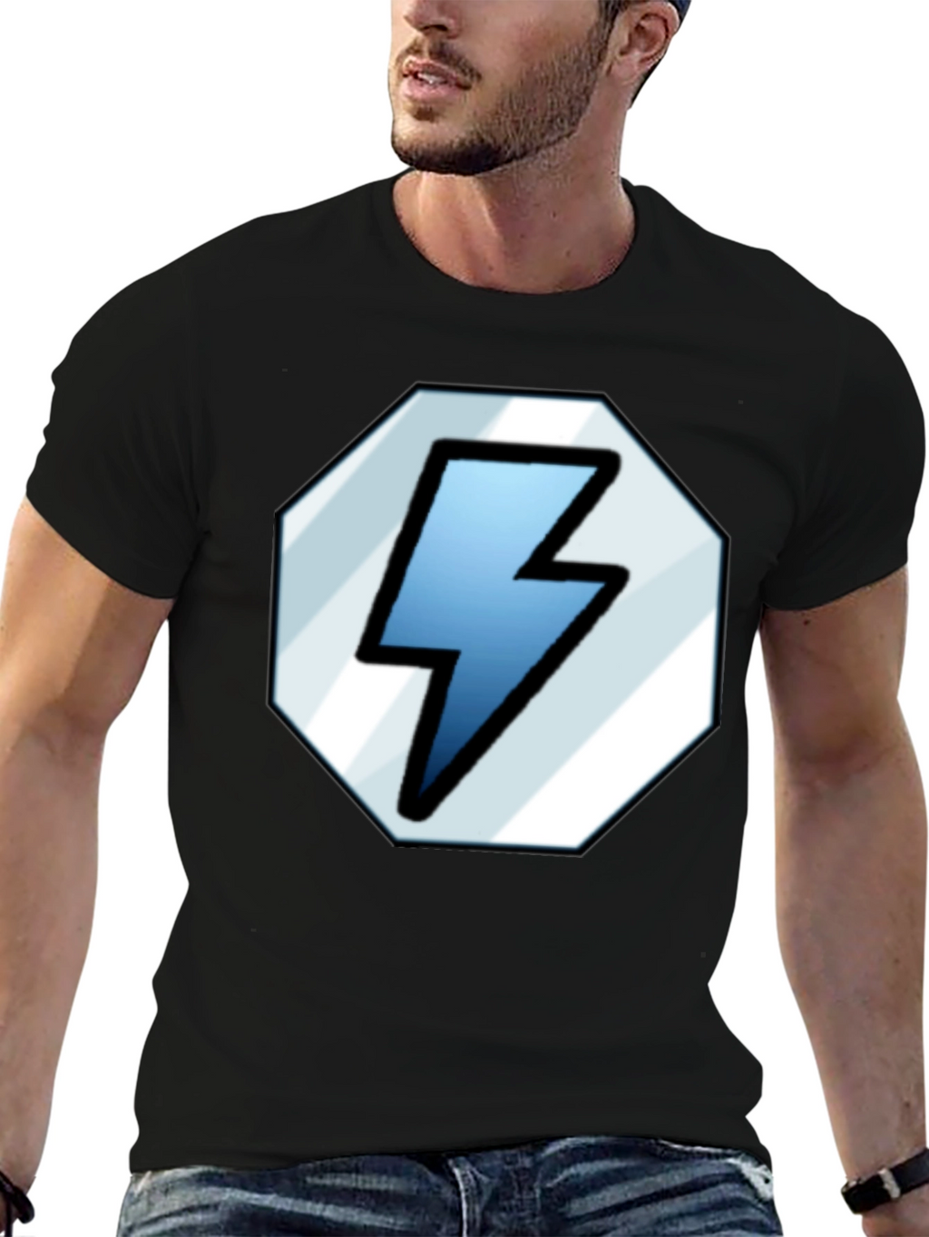 Lightning Bolt Graphic Tee - Classic Black Shirt