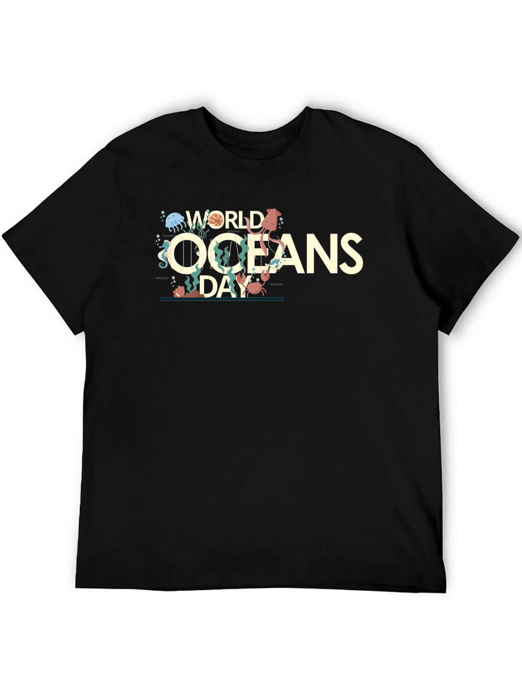 World Oceans Day Graphic Print Crewneck T-Shirt
