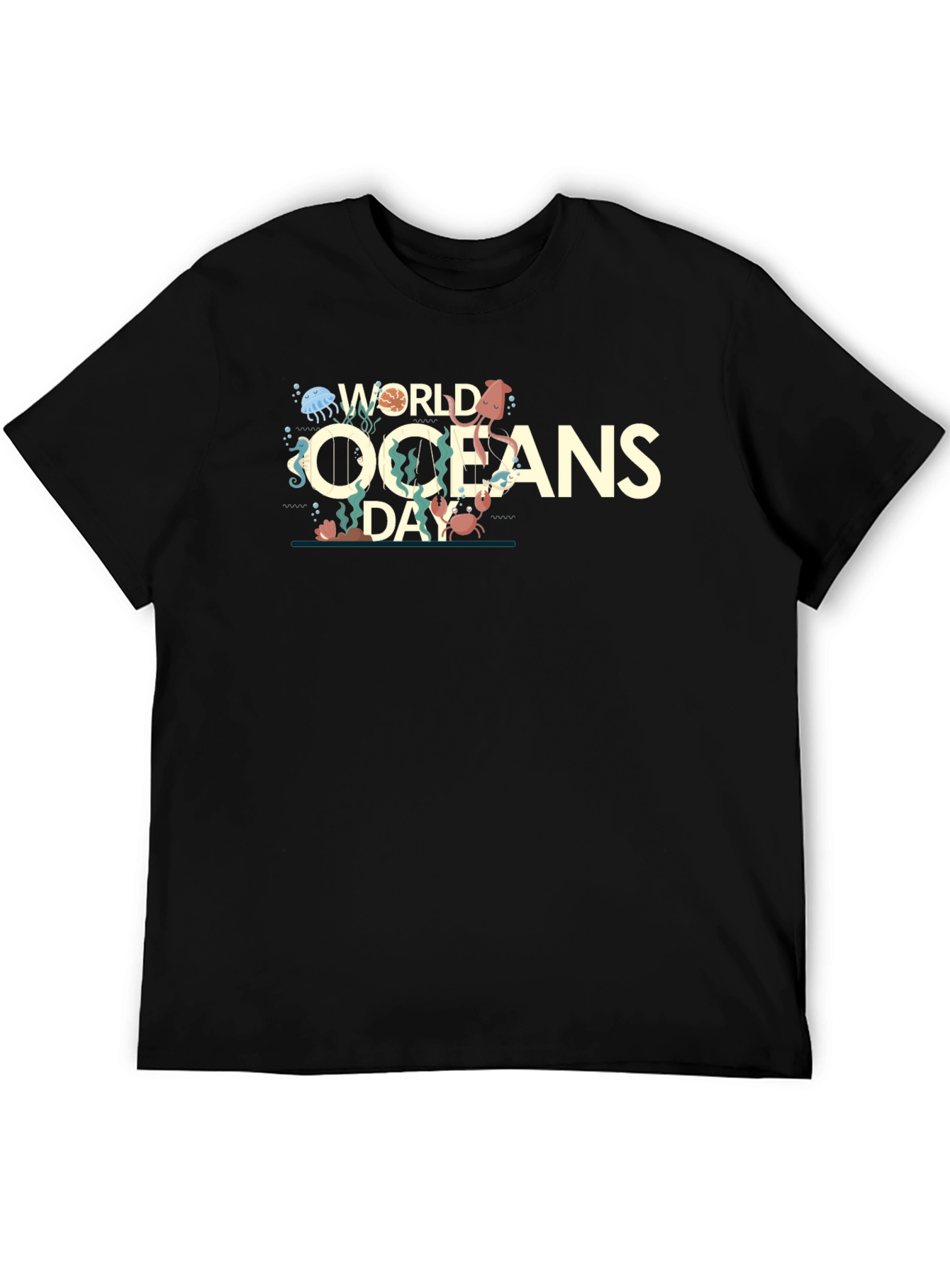 World Oceans Day Graphic Print Crewneck T-Shirt