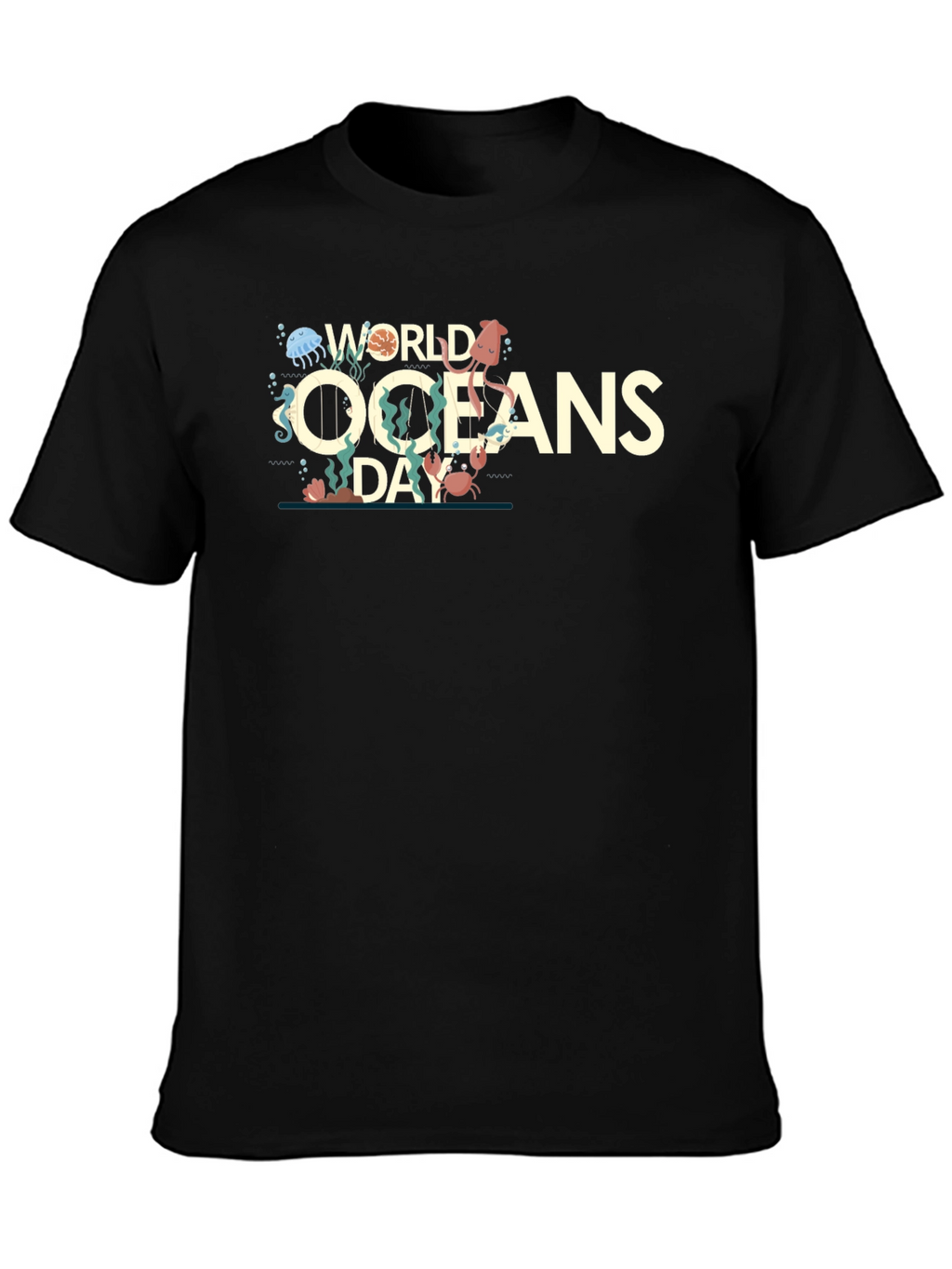 World Oceans Day Graphic Print Crewneck T-Shirt