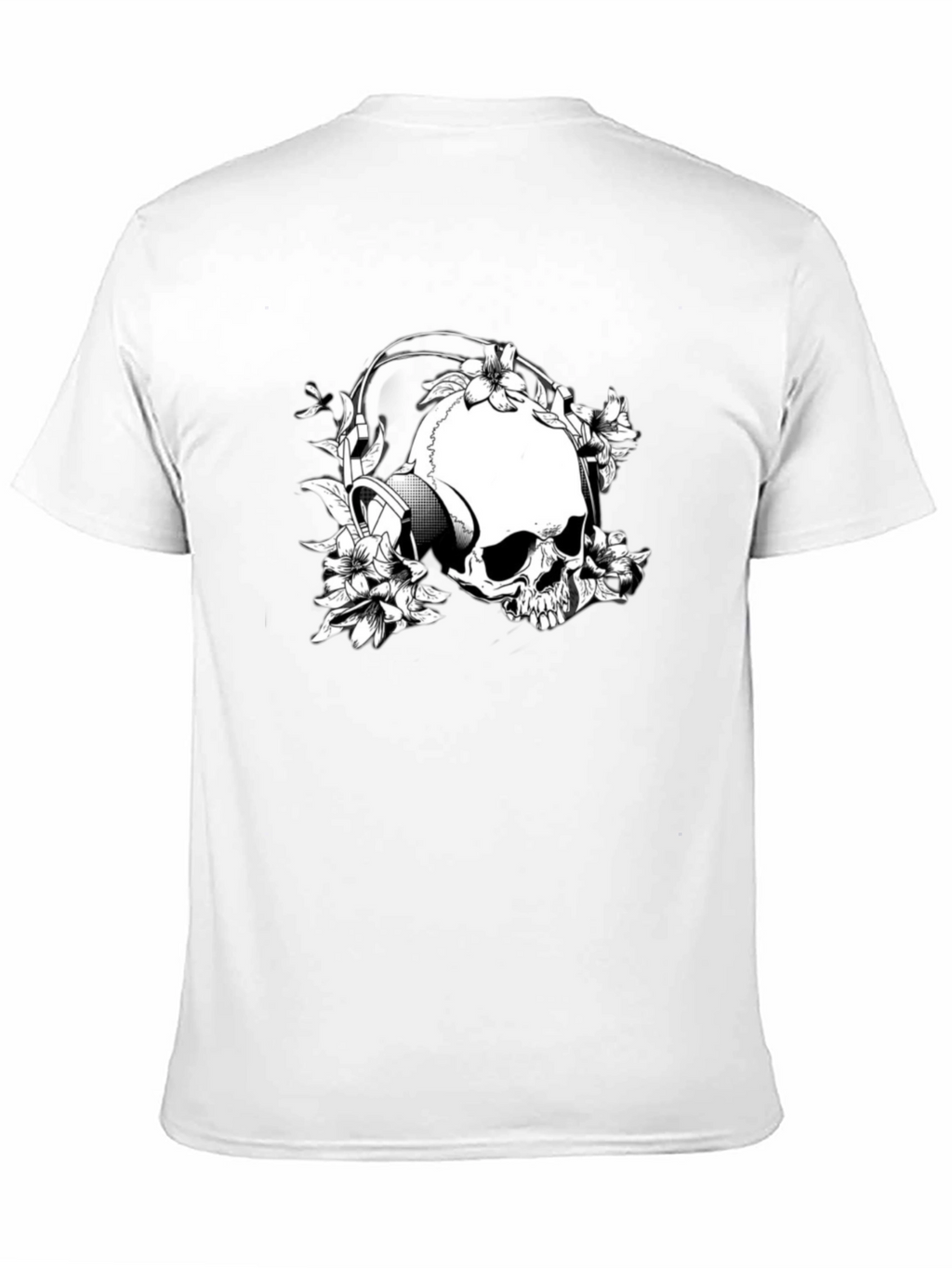 Skull & Flowers Graphic T-Shirt - Black