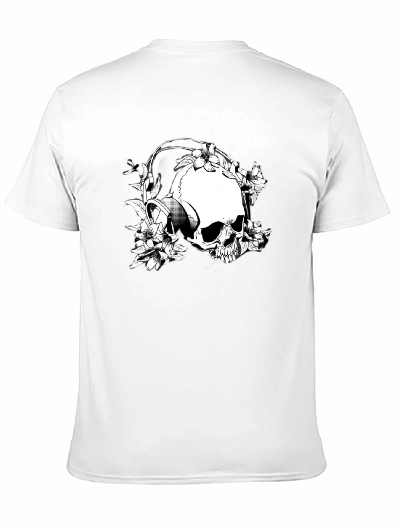 Skull & Flowers Graphic T-Shirt - Black