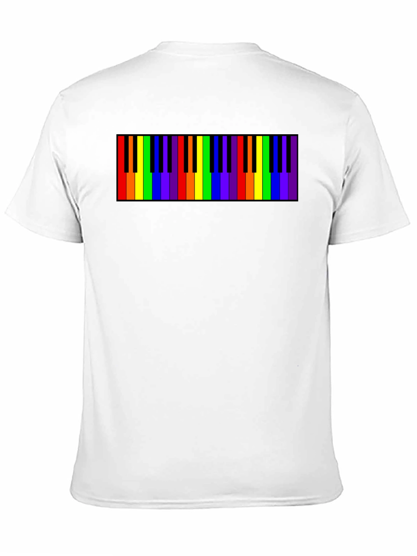 Rainbow Piano Keys Graphic Tee - Black Cotton T-Shirt