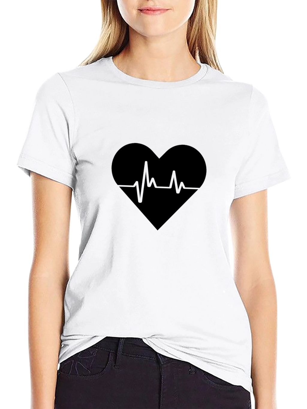 Heartbeat Graphic Tee - Black Cotton Comfort