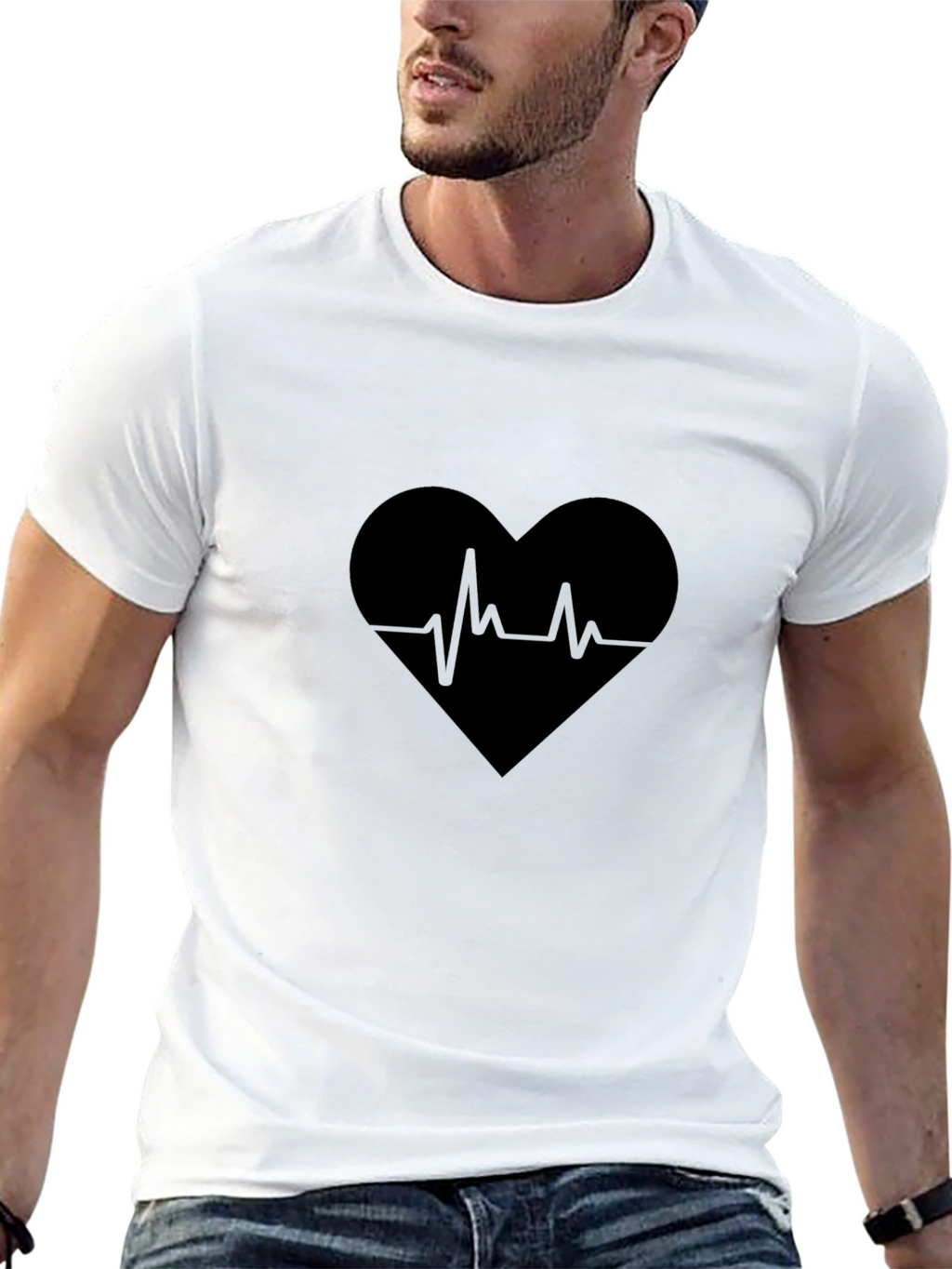 Heartbeat Graphic Tee - Black Cotton Comfort