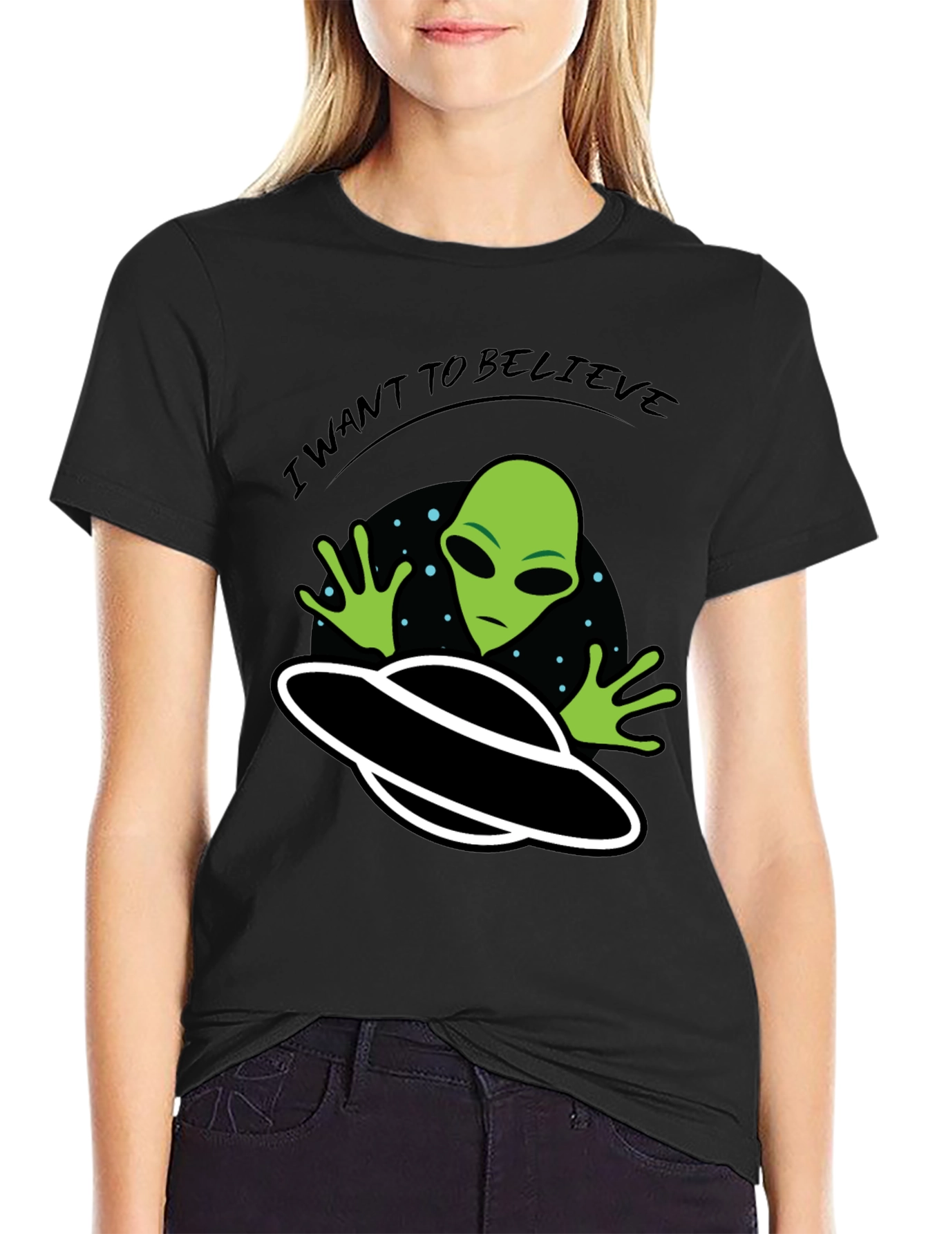 I Want to Believe Alien UFO Graphic T-Shirt