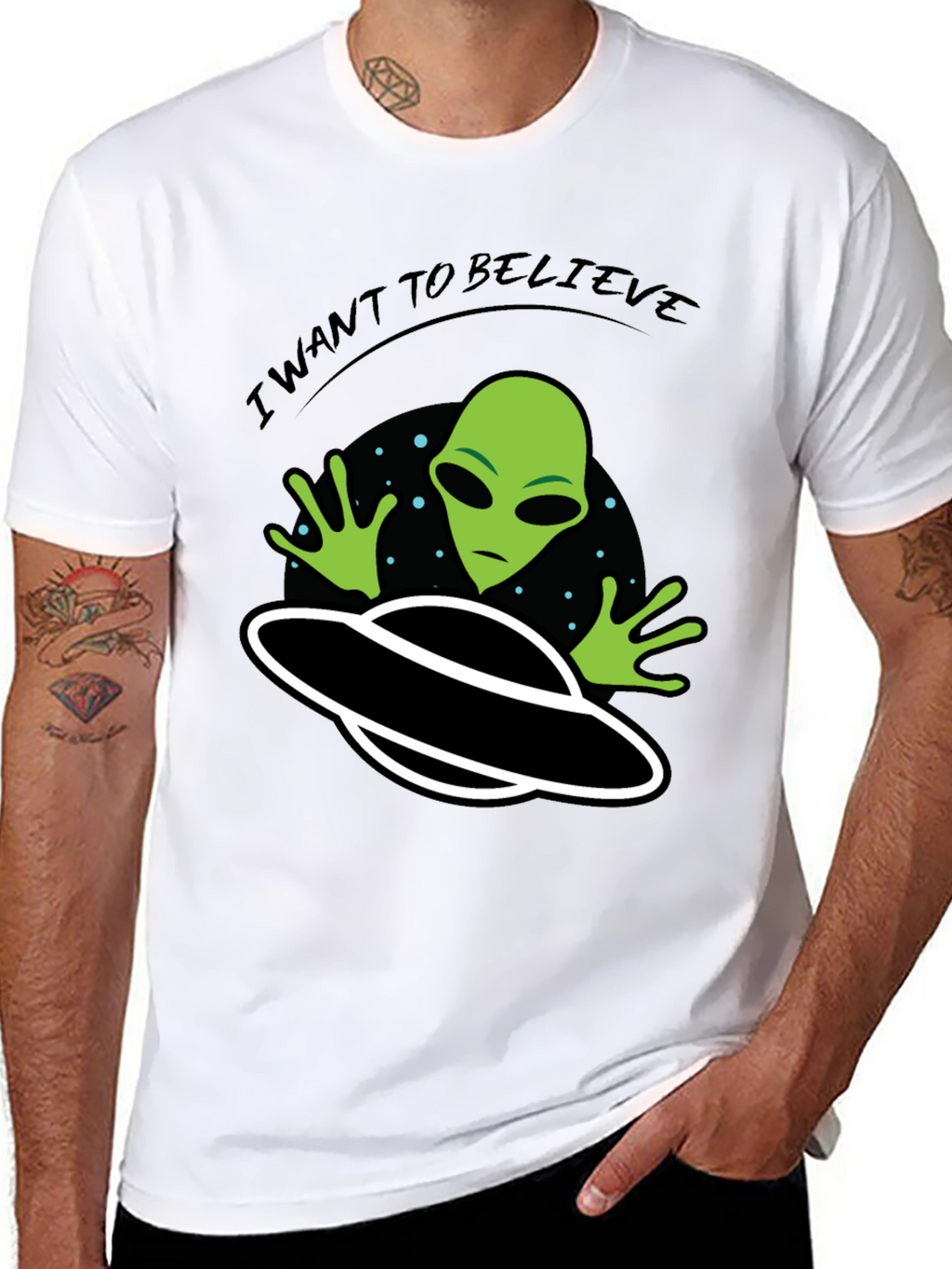 I Want to Believe Alien UFO Graphic T-Shirt