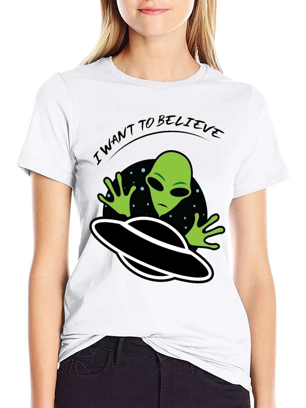 I Want to Believe Alien UFO Graphic T-Shirt