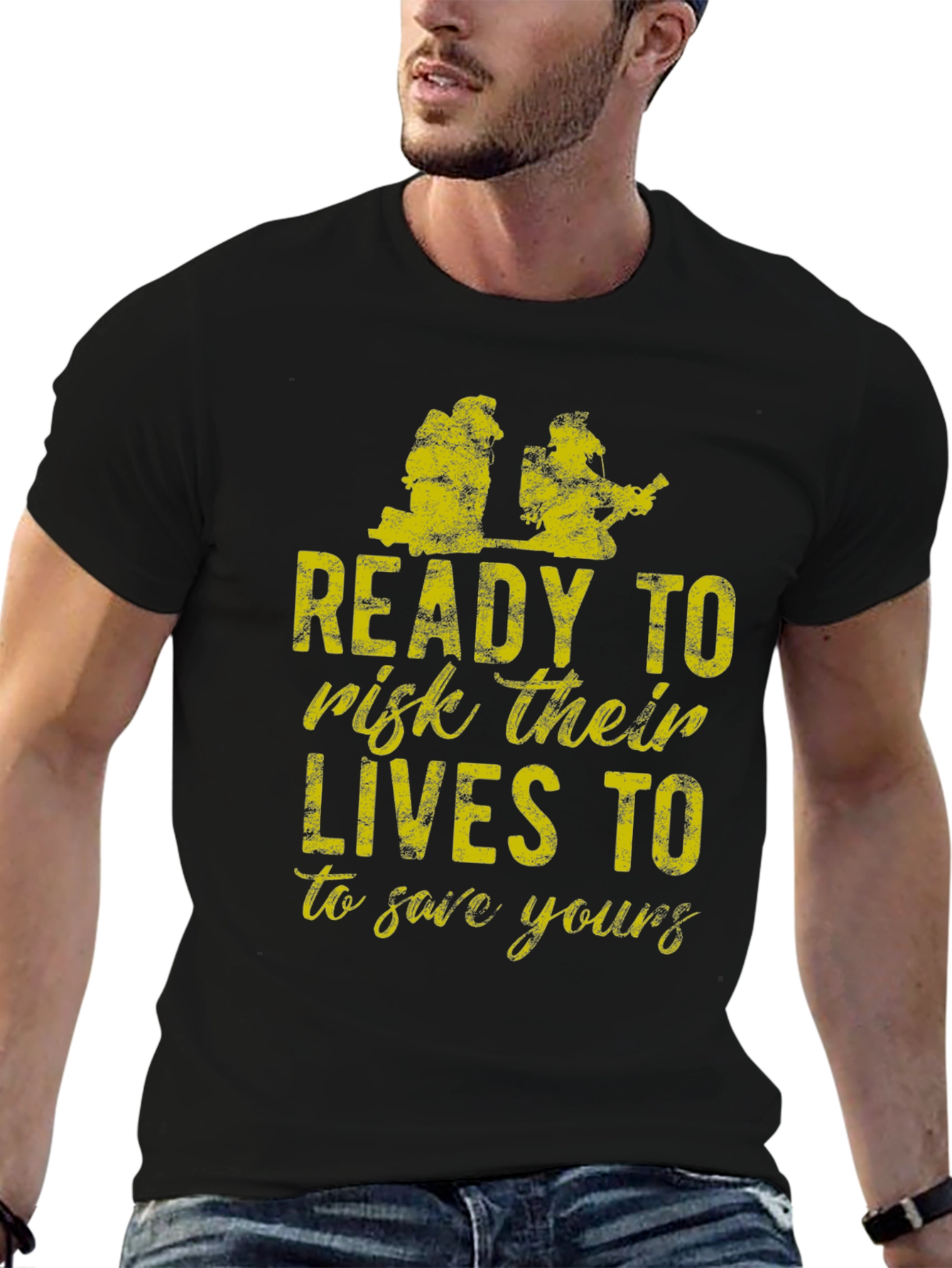 Firefighter Tribute Tee: Ready to Risk Lives