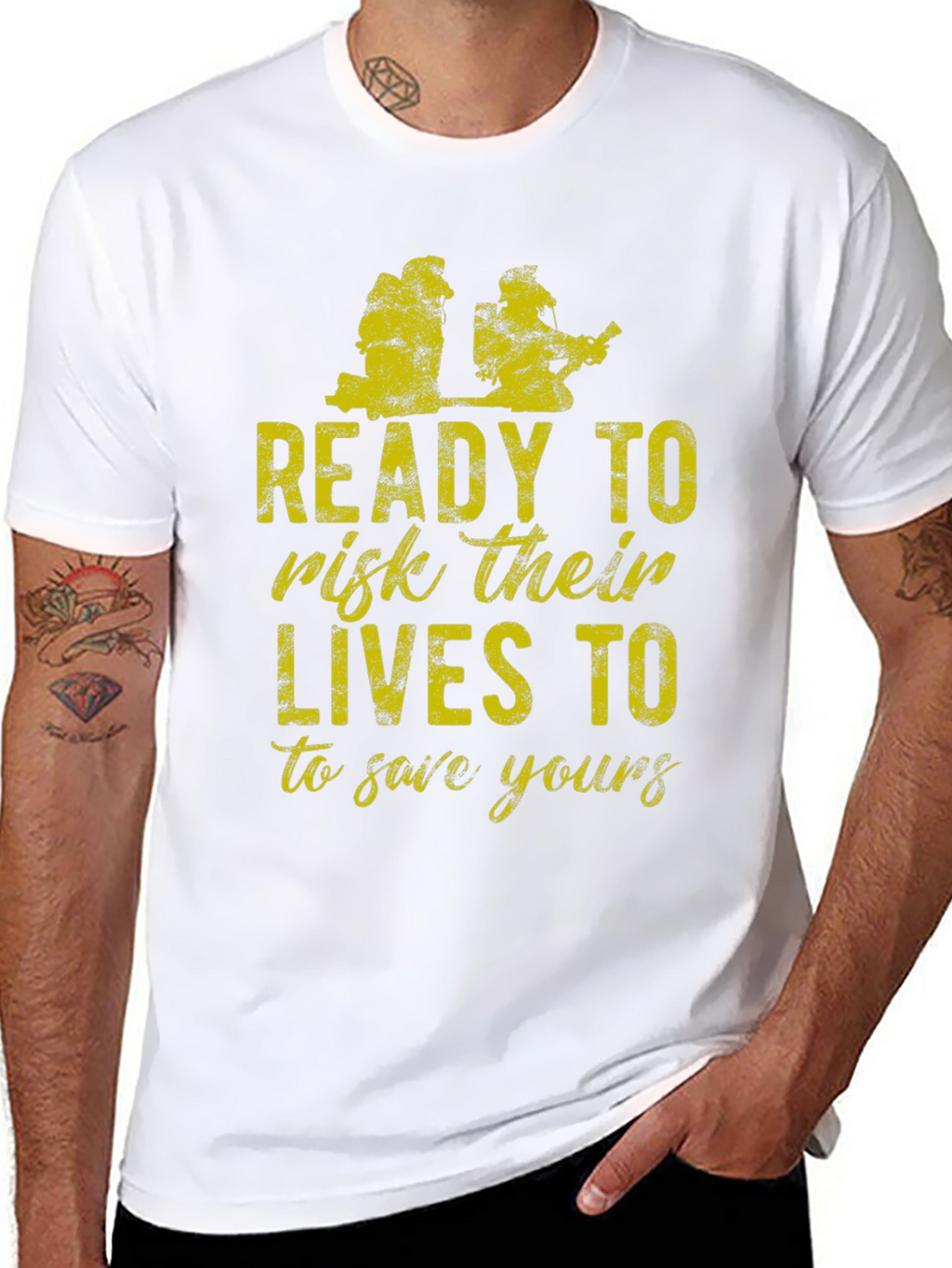 Firefighter Tribute Tee: Ready to Risk Lives