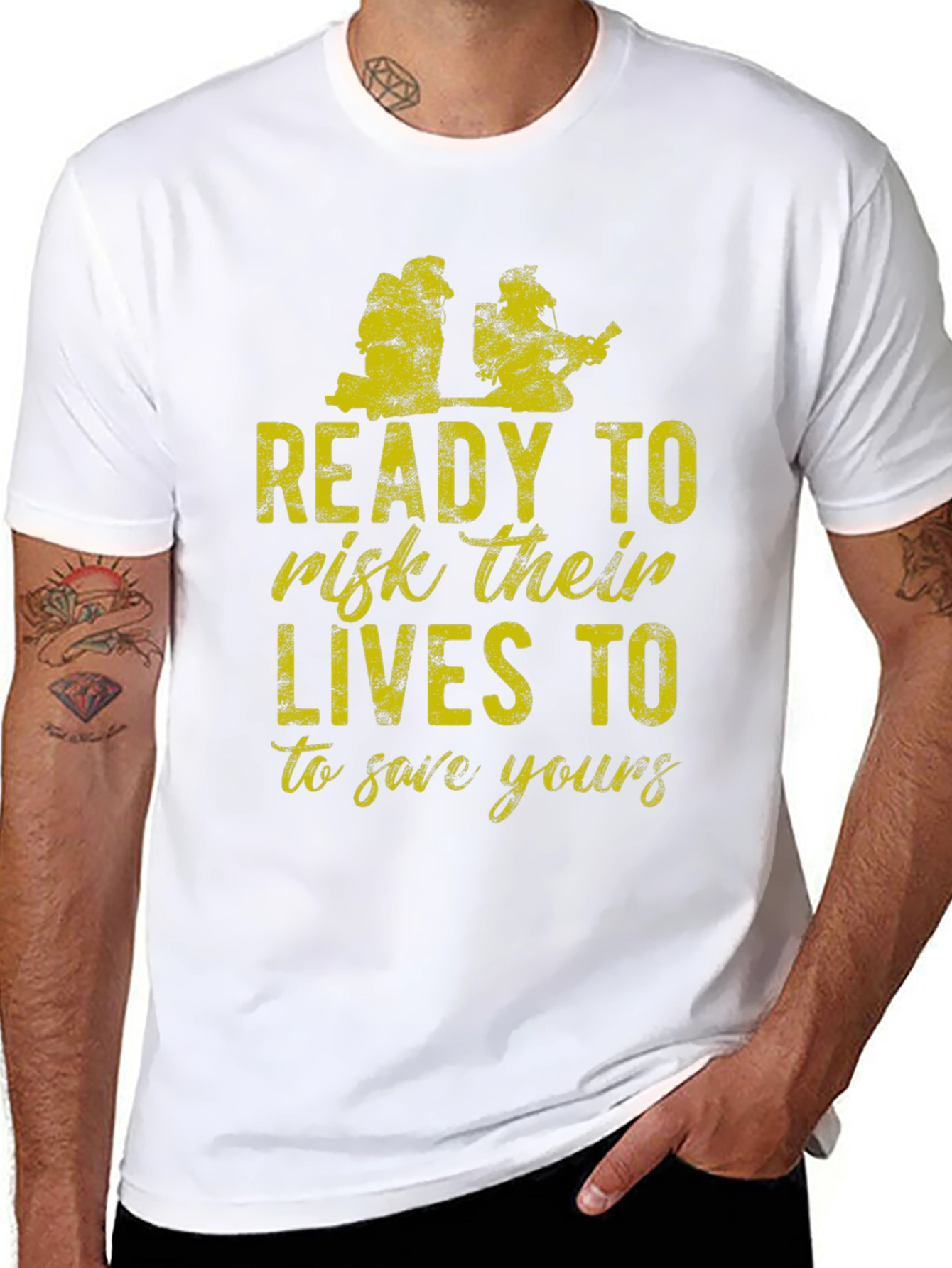 Firefighter Tribute Tee: Ready to Risk Lives