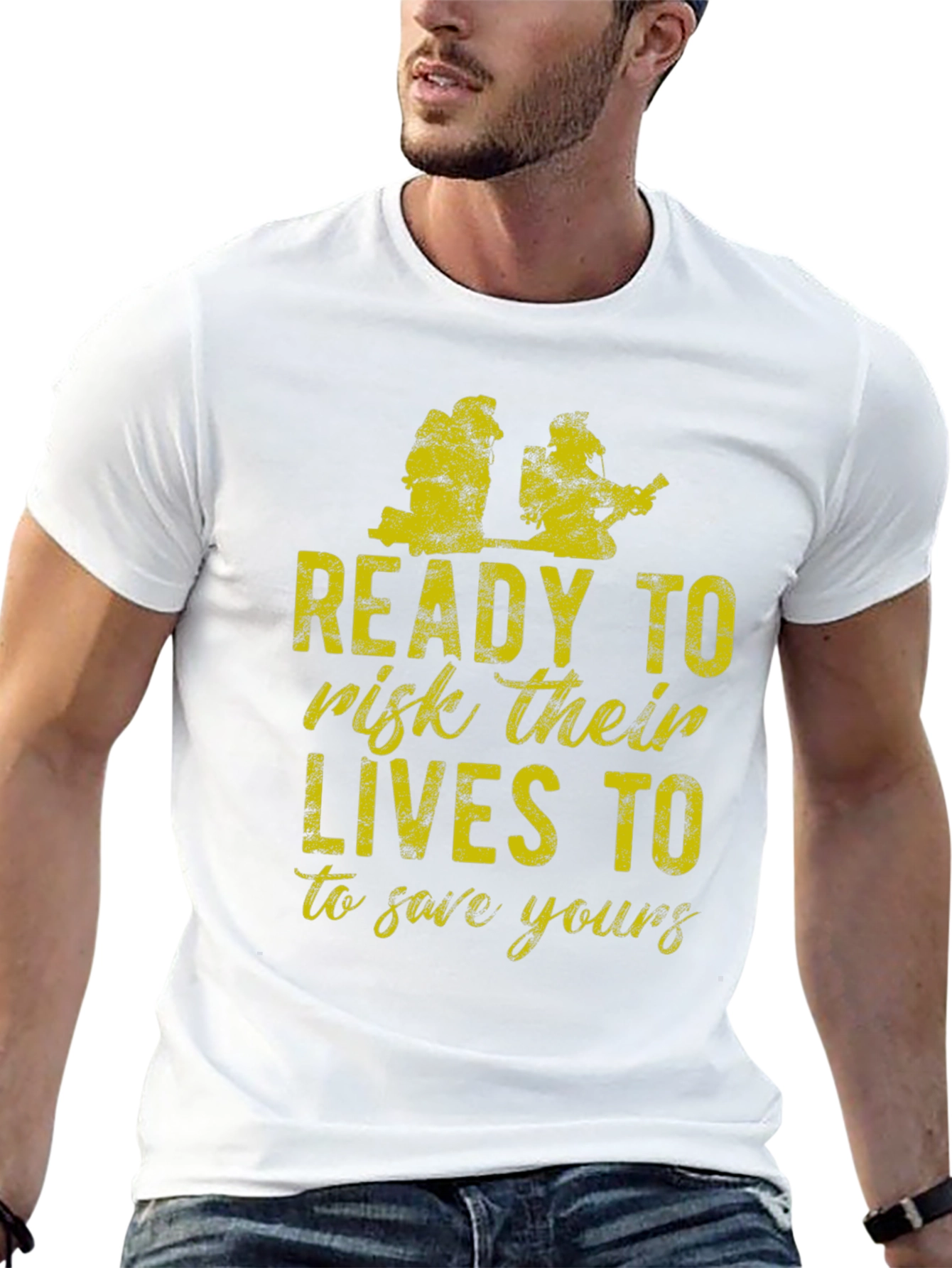 Firefighter Tribute Tee: Ready to Risk Lives