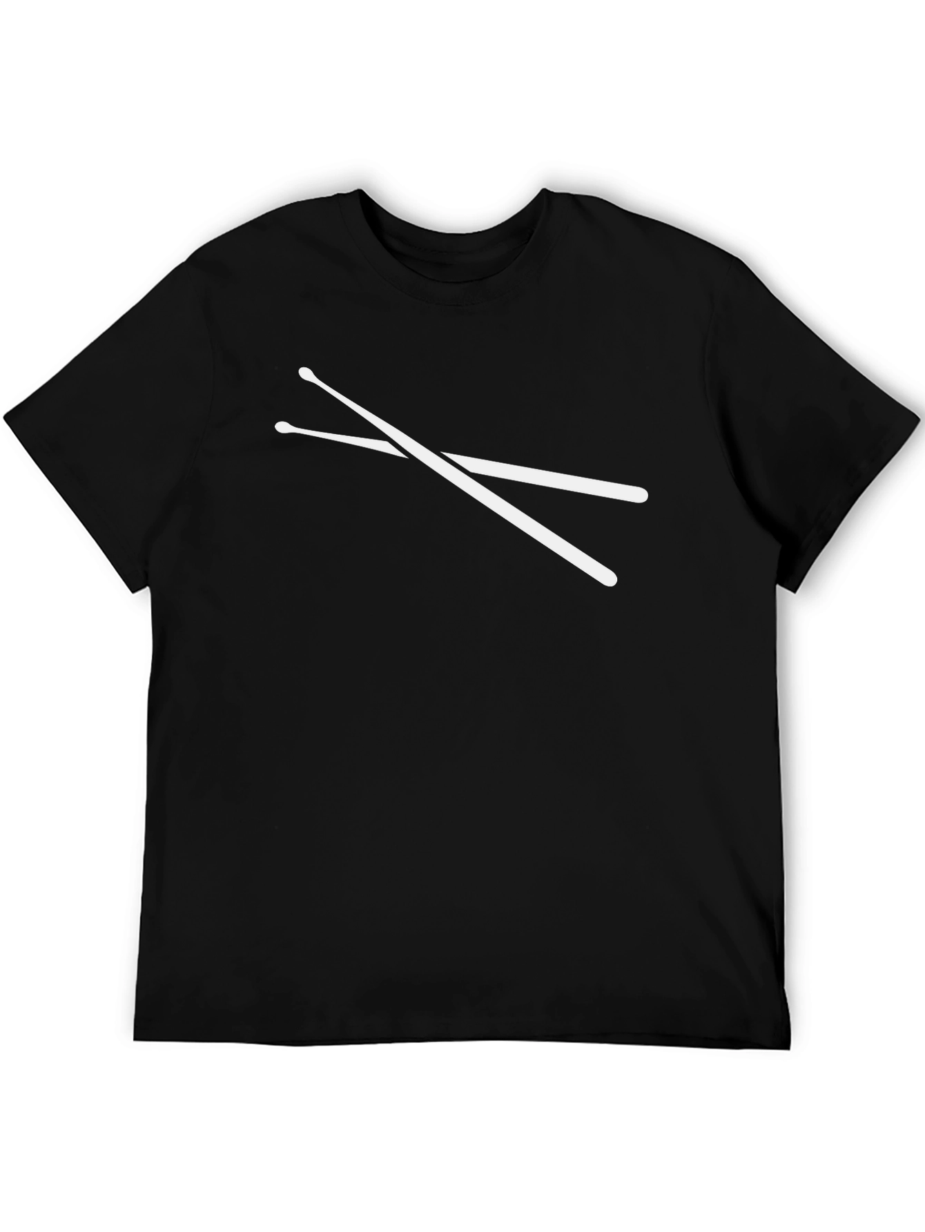 Drummers Tee: Crossed Drumsticks Black Cotton T-Shirt