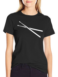 Drummers Tee: Crossed Drumsticks Black Cotton T-Shirt
