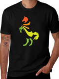 Gradient Horse Graphic Tee - Stylish Black T-Shirt