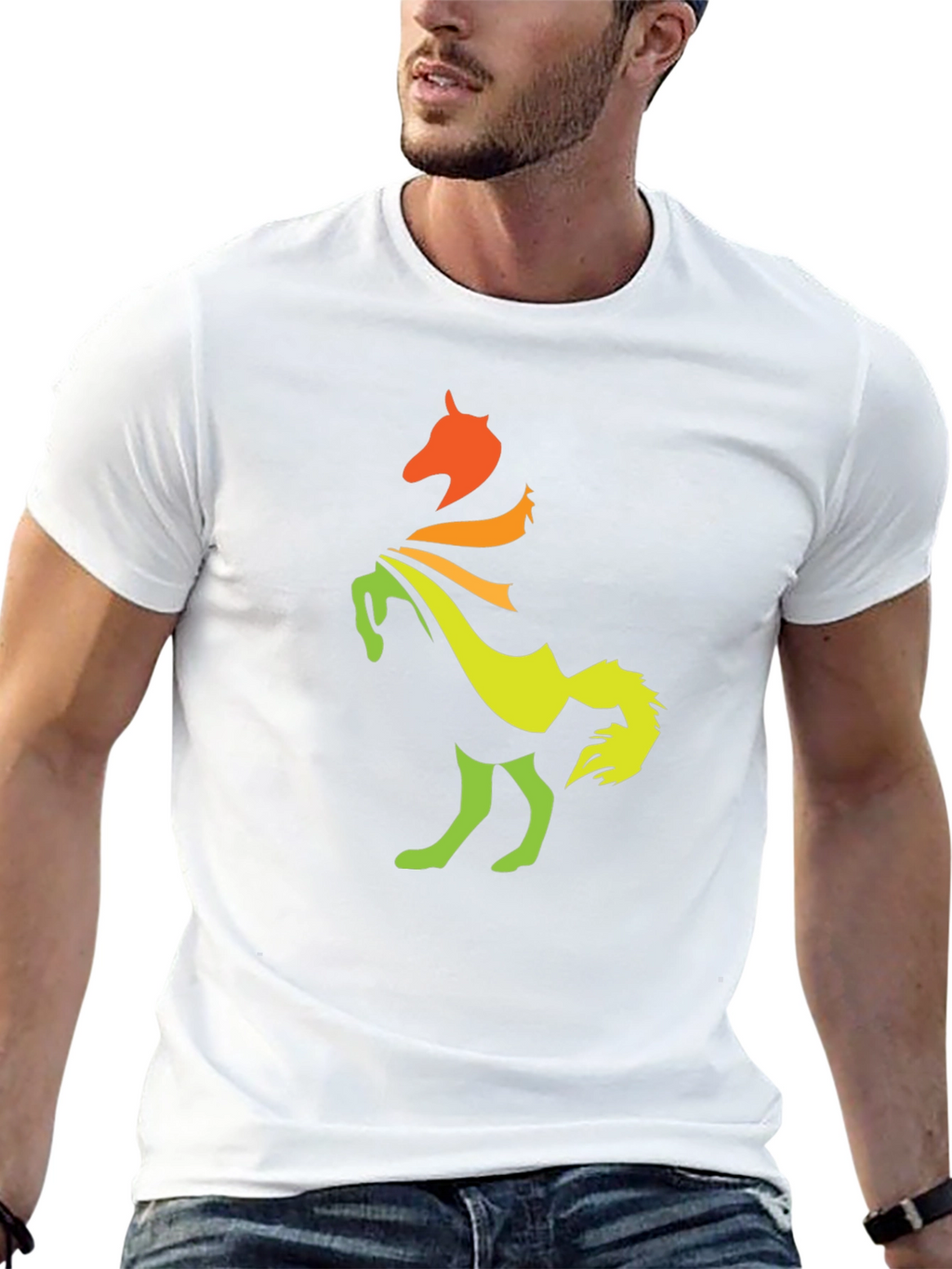 Gradient Horse Graphic Tee - Stylish Black T-Shirt