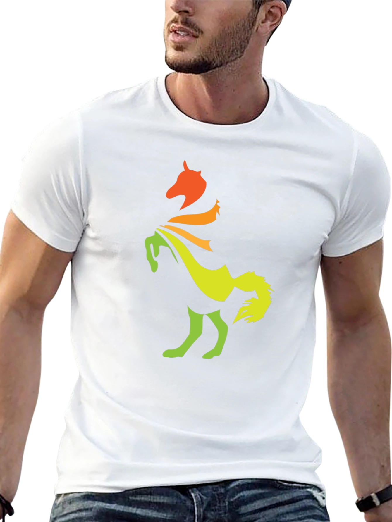 Gradient Horse Graphic Tee - Stylish Black T-Shirt