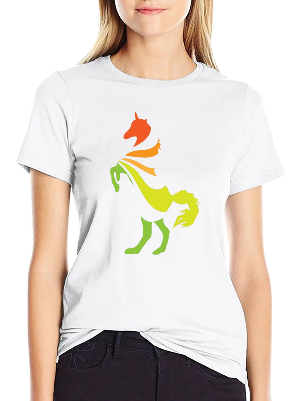 Gradient Horse Graphic Tee - Stylish Black T-Shirt
