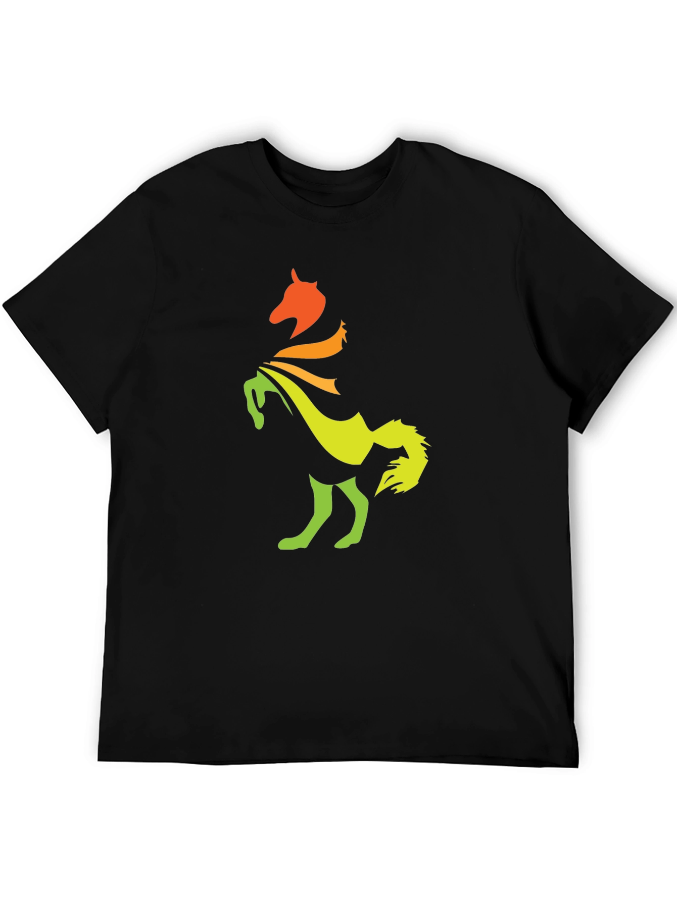 Gradient Horse Graphic Tee - Stylish Black T-Shirt