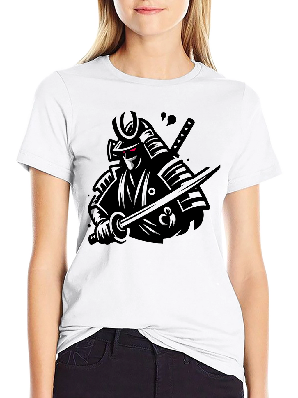 Samurai Warrior Graphic Tee - Black Cotton T-Shirt