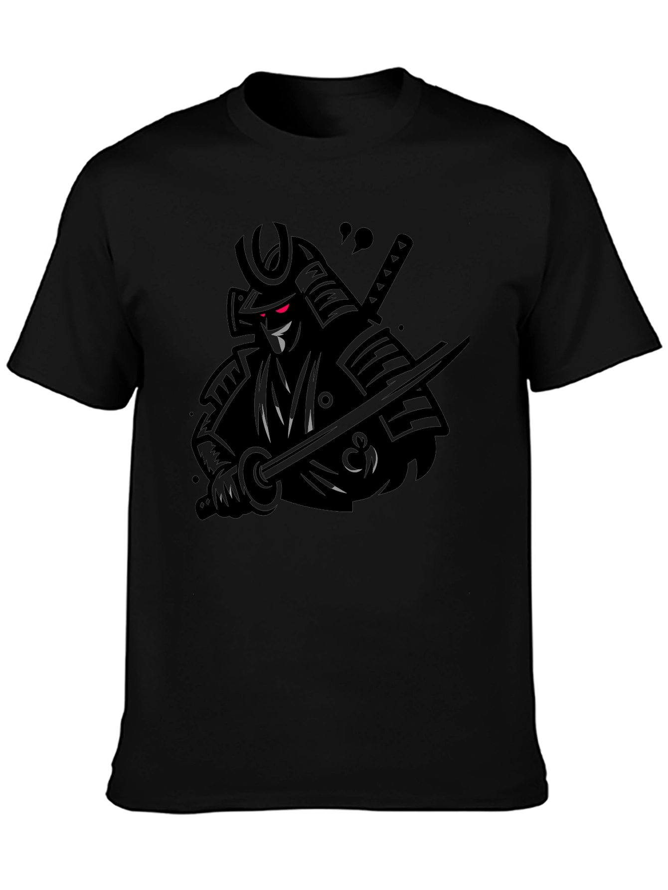 Samurai Warrior Graphic Tee - Black Cotton T-Shirt