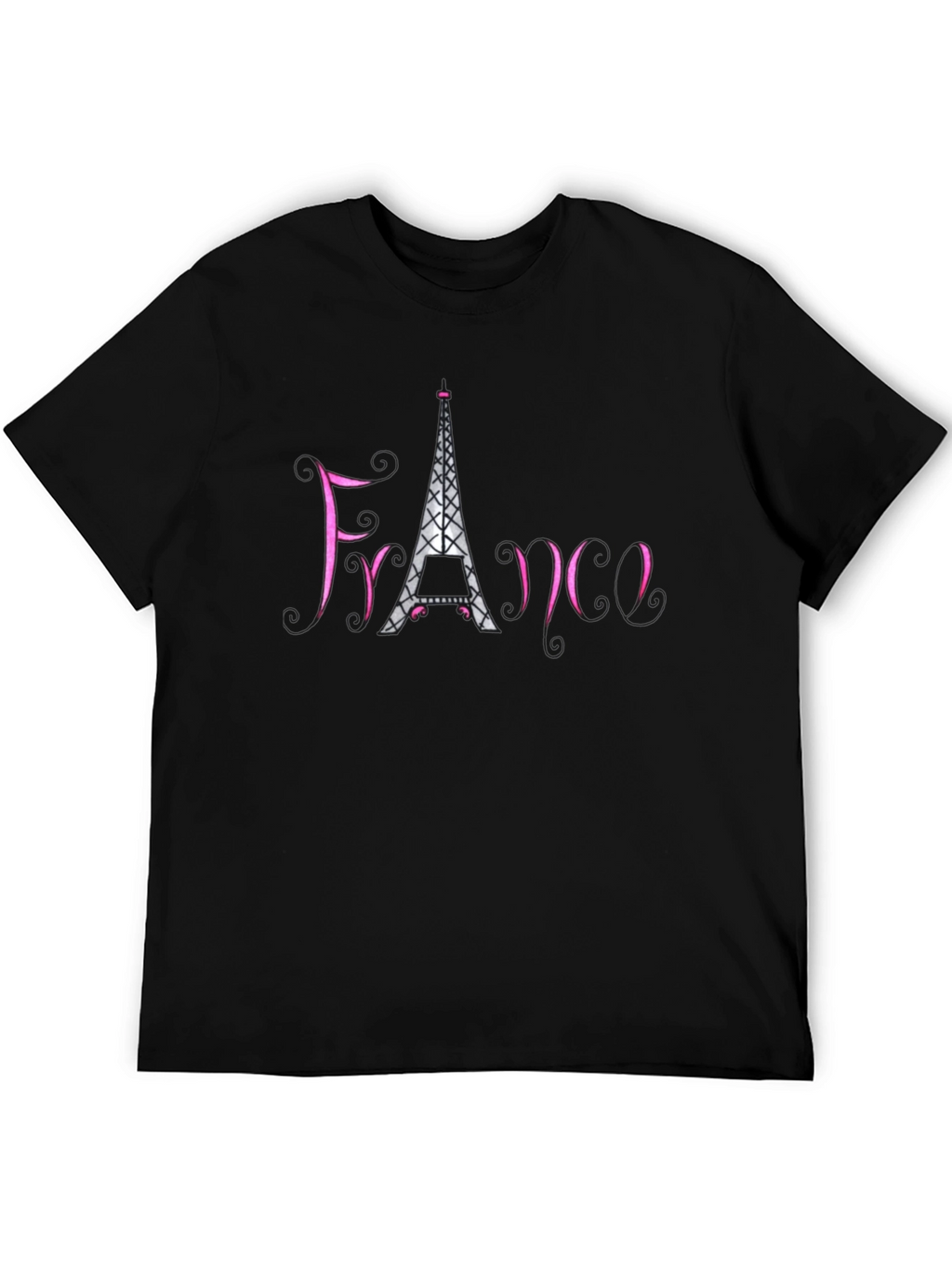 France Eiffel Tower Black T-Shirt