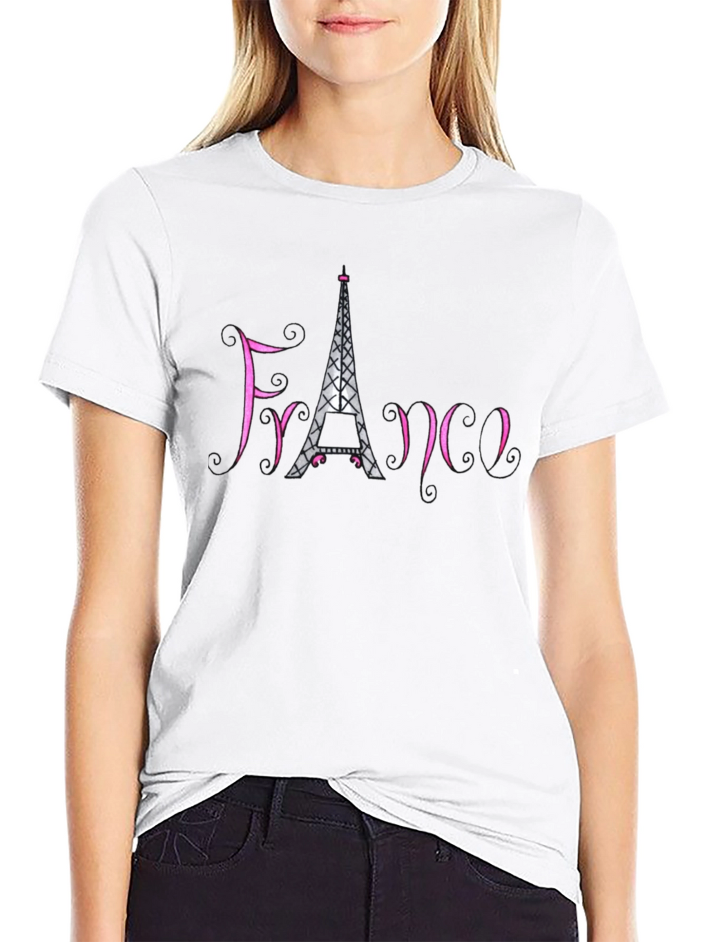 France Eiffel Tower Black T-Shirt