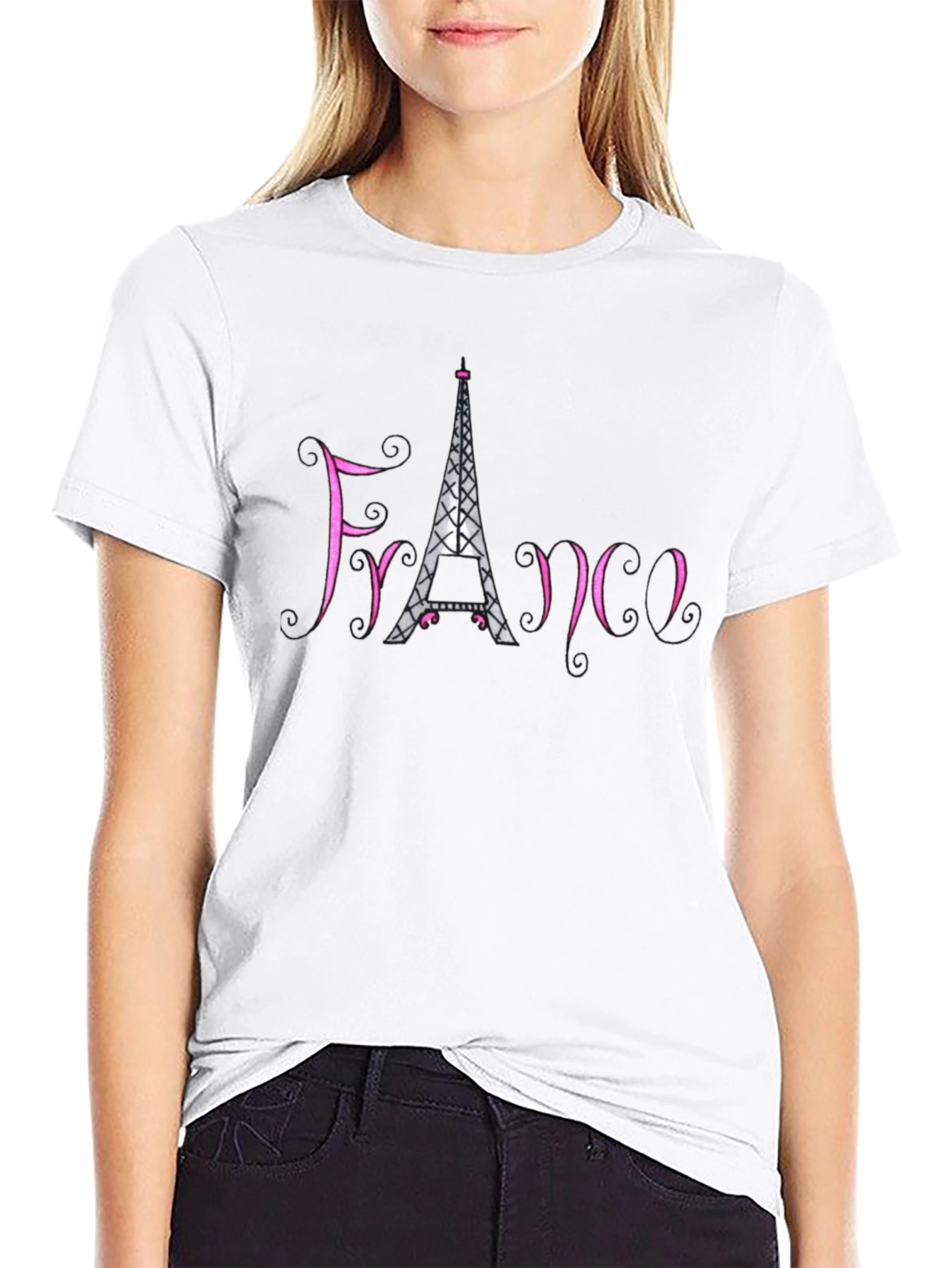 France Eiffel Tower Black T-Shirt