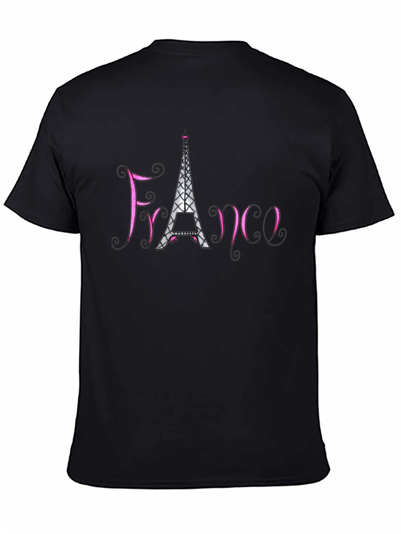 France Eiffel Tower Black T-Shirt