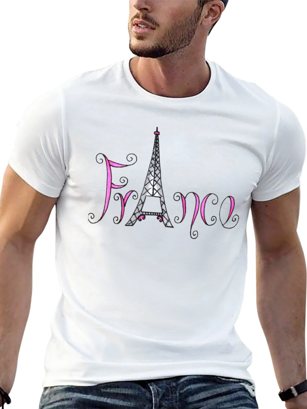 France Eiffel Tower Black T-Shirt